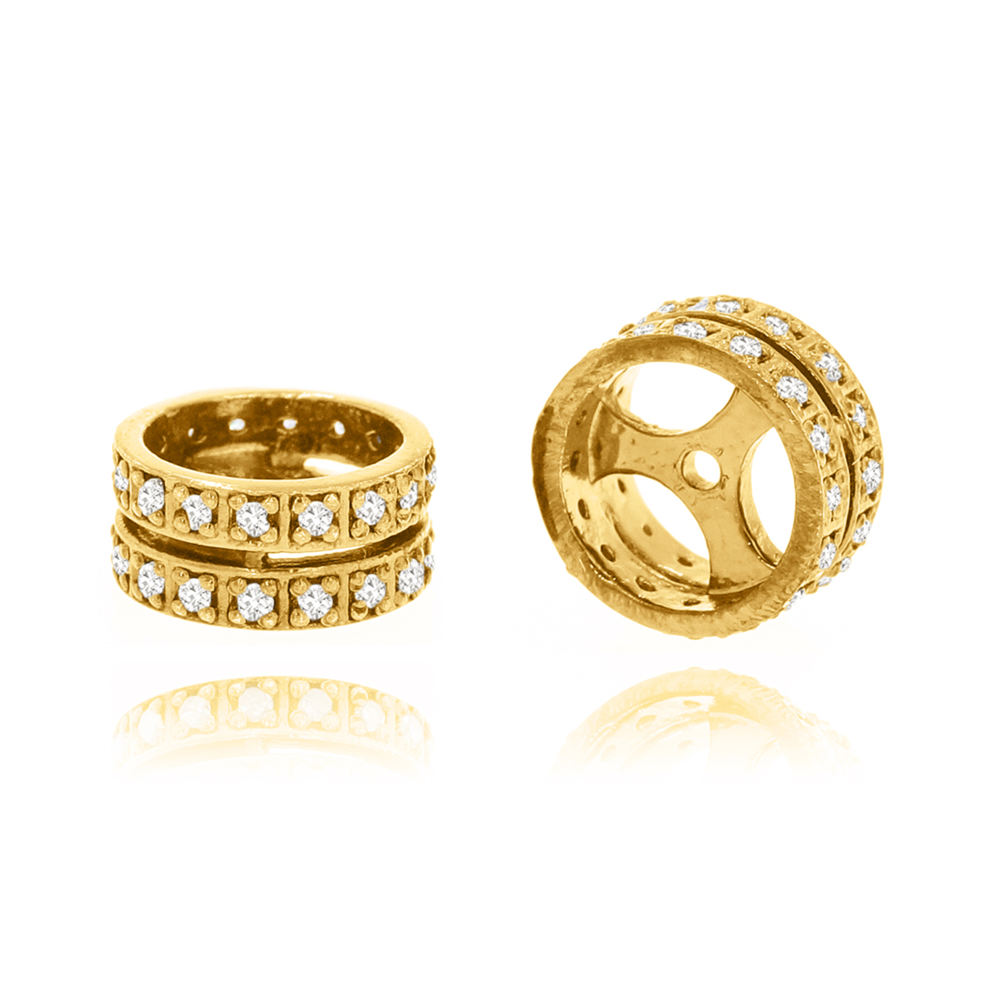 Yellow Gold two Line Diamond Rondelle
