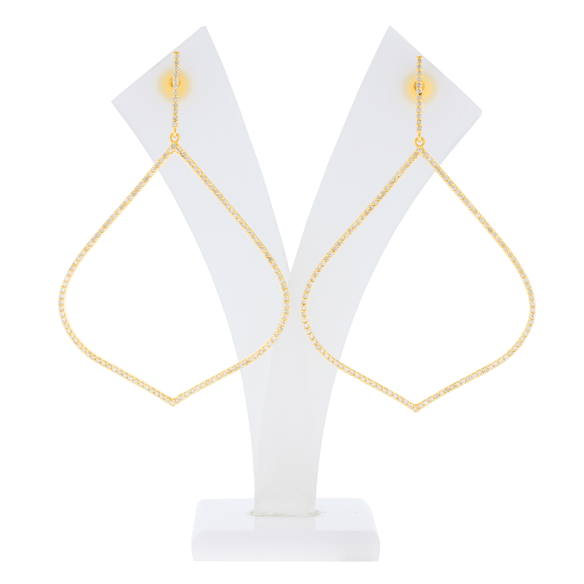 Yellow Gold Single Line Leaf Shaped Danglers
