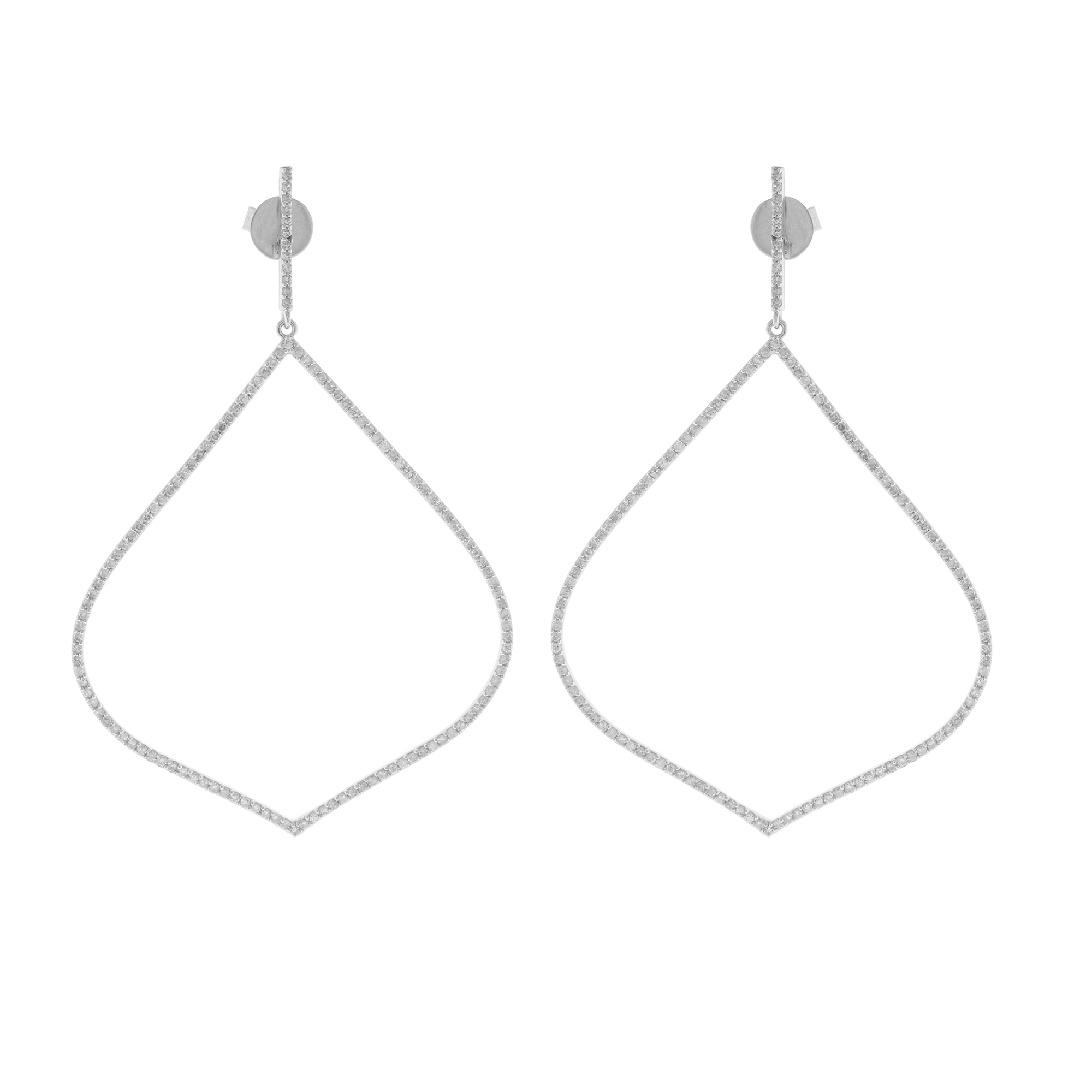 White Gold Single Line Leaf Shaped Danglers