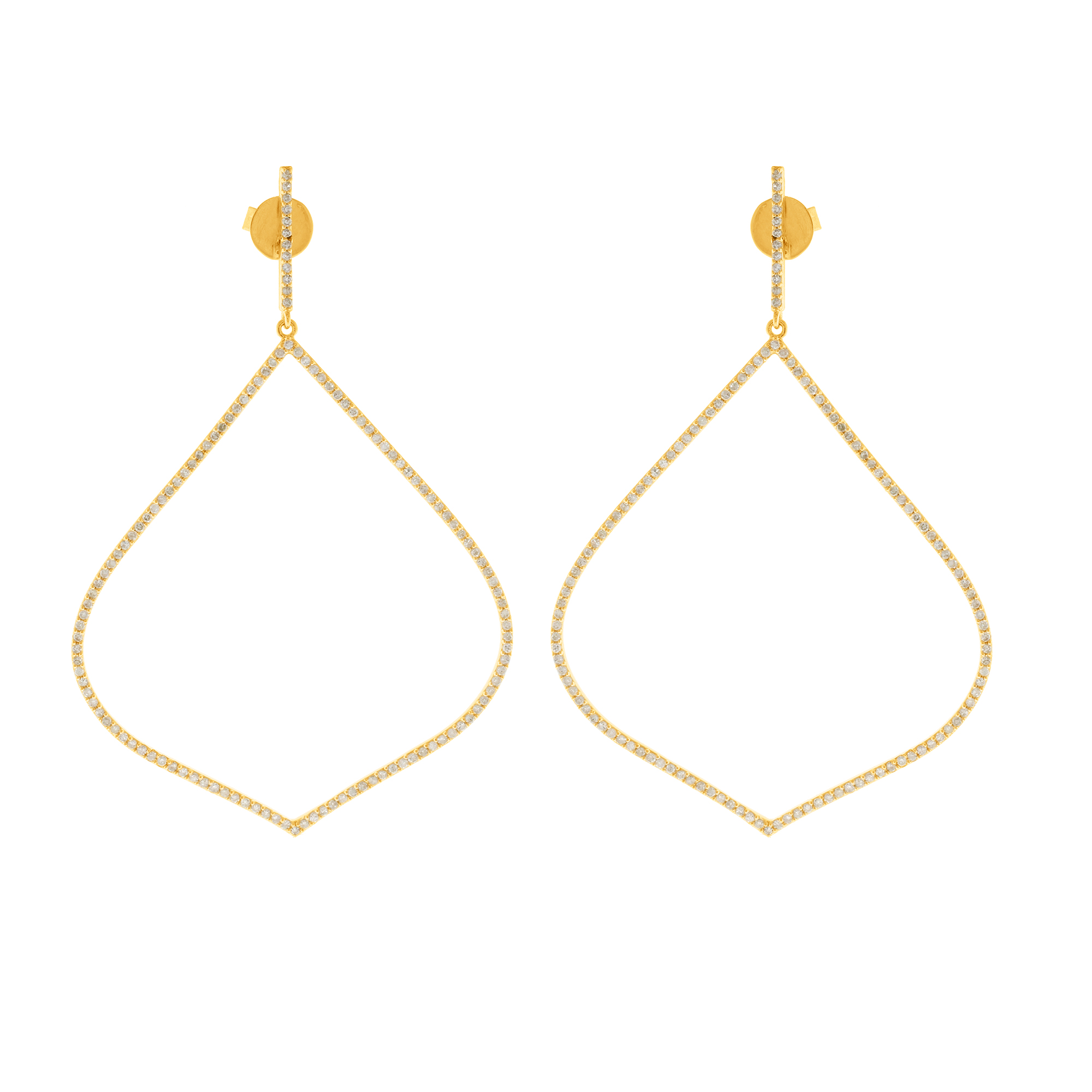 Yellow Gold Single Line Leaf Shaped Danglers
