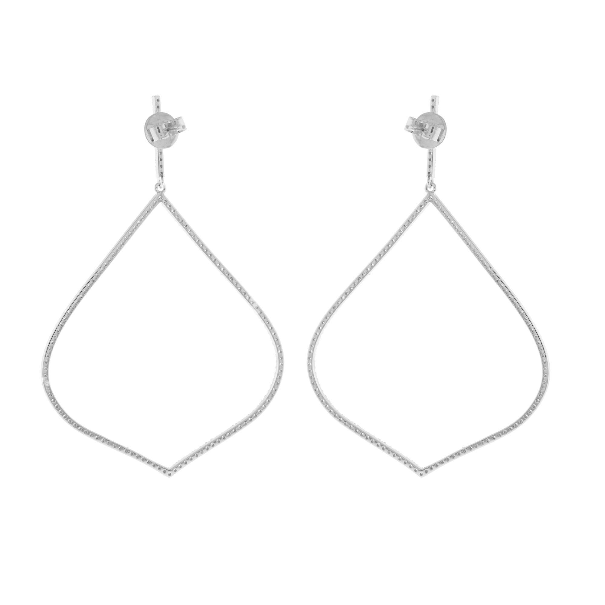 White Gold Single Line Leaf Shaped Danglers