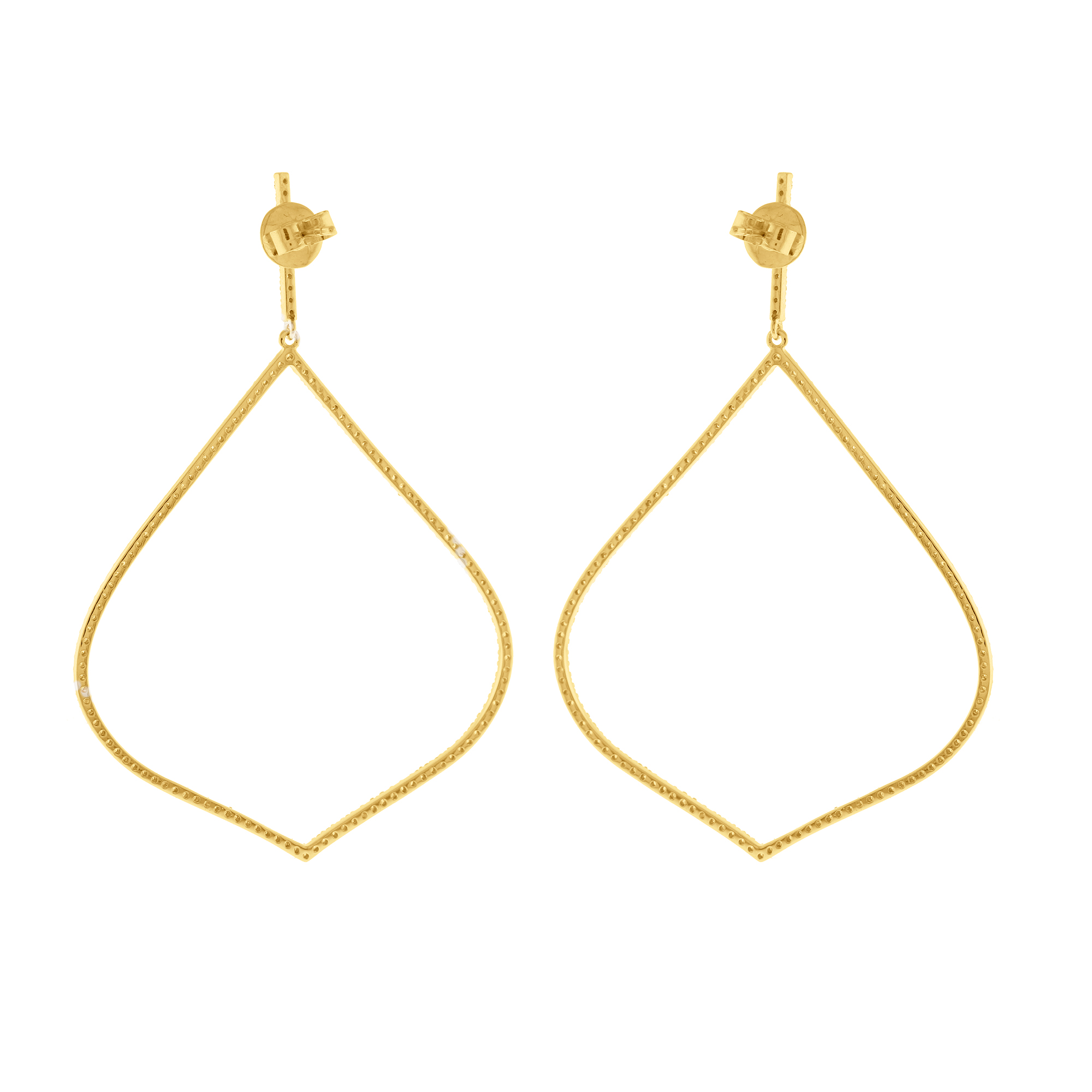 Yellow Gold Single Line Leaf Shaped Danglers