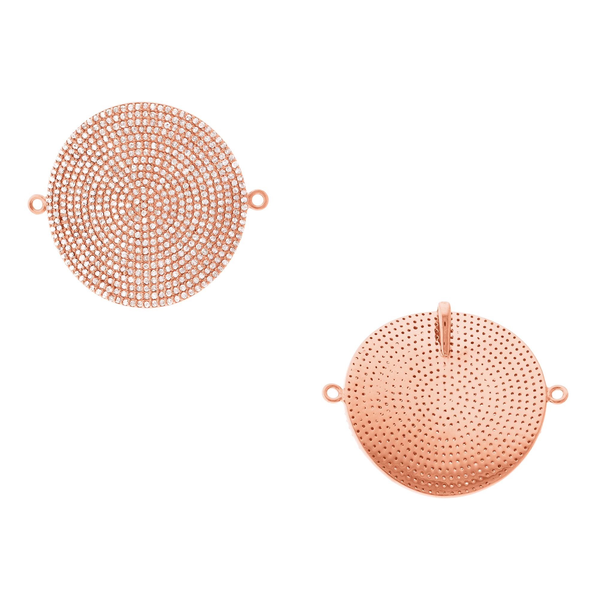 Rose Gold Round Diamond wavy Disc Connector