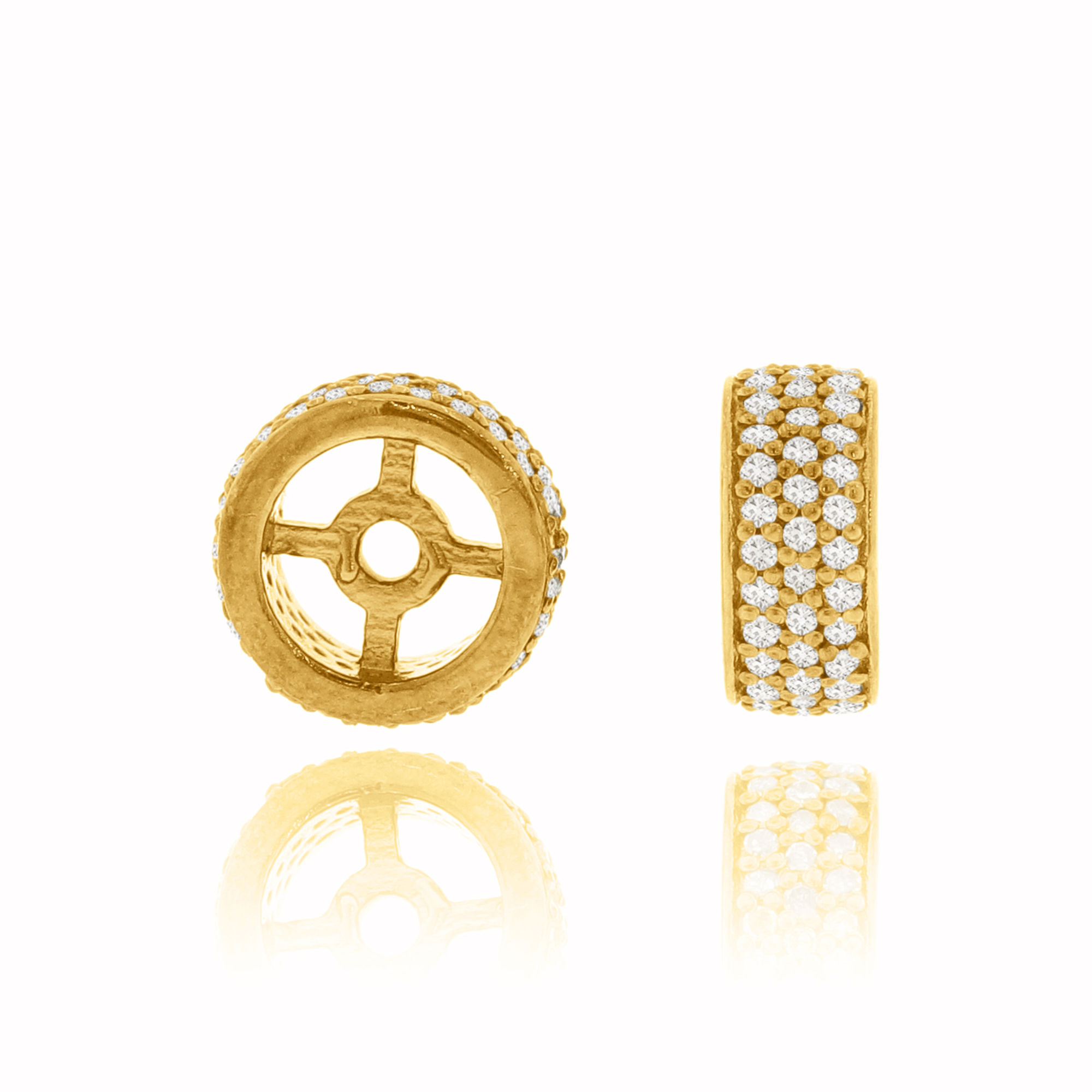 Yellow Gold Pave Diamond Rondelle
