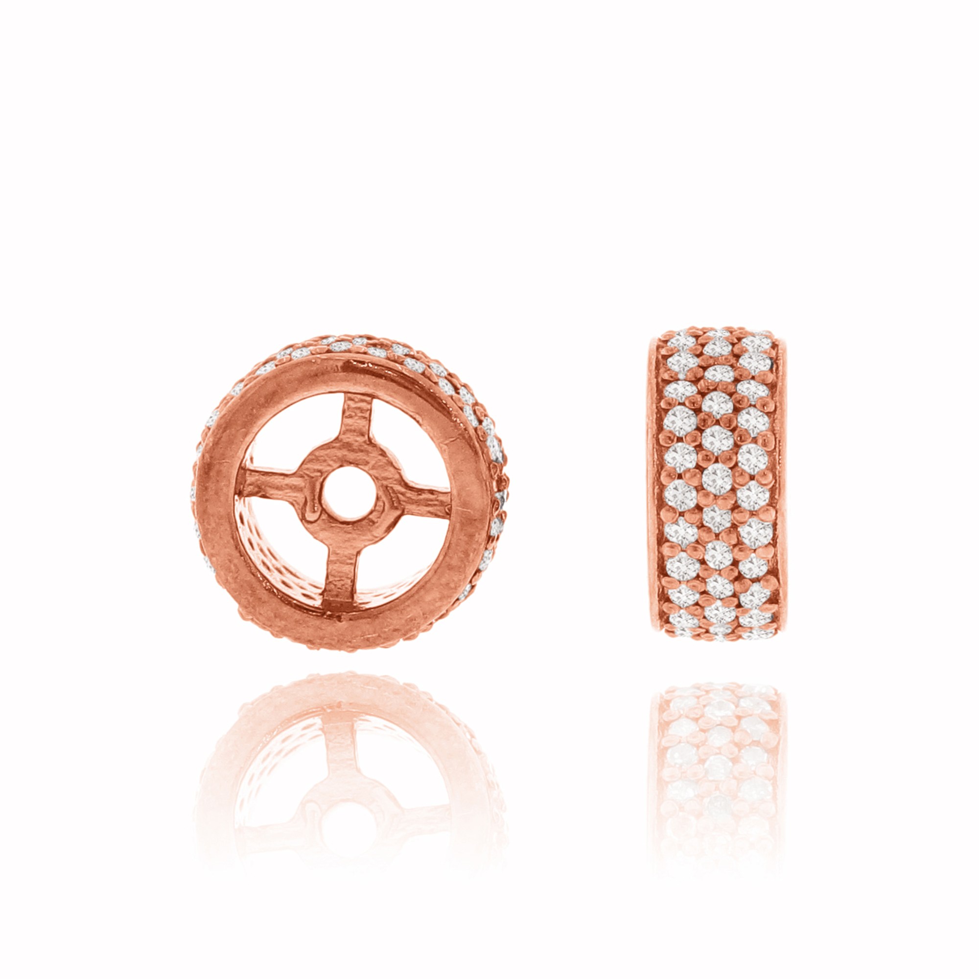 Rose Gold Pave Diamond Rondelle