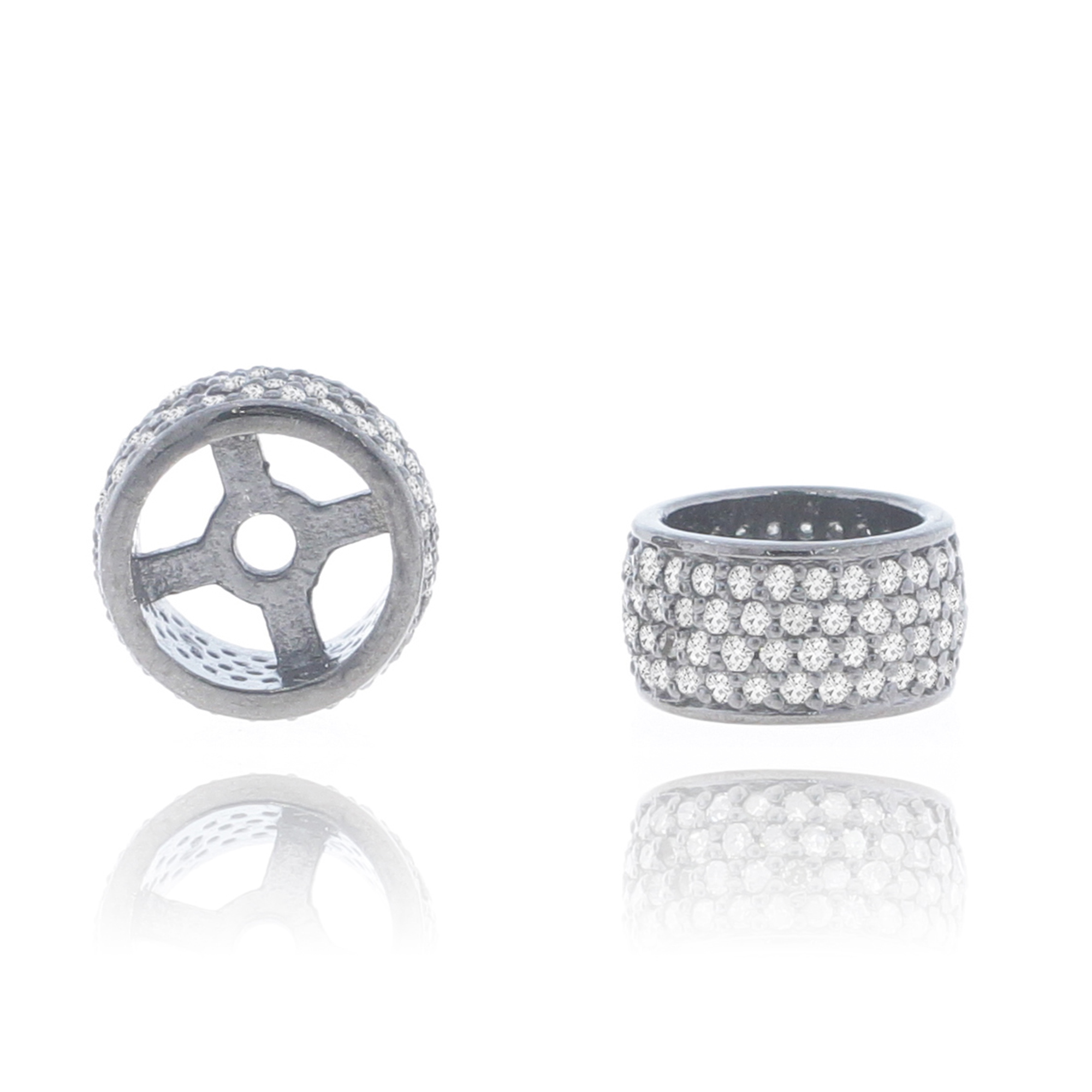 Sterling Silver Pave Diamond Rondelle