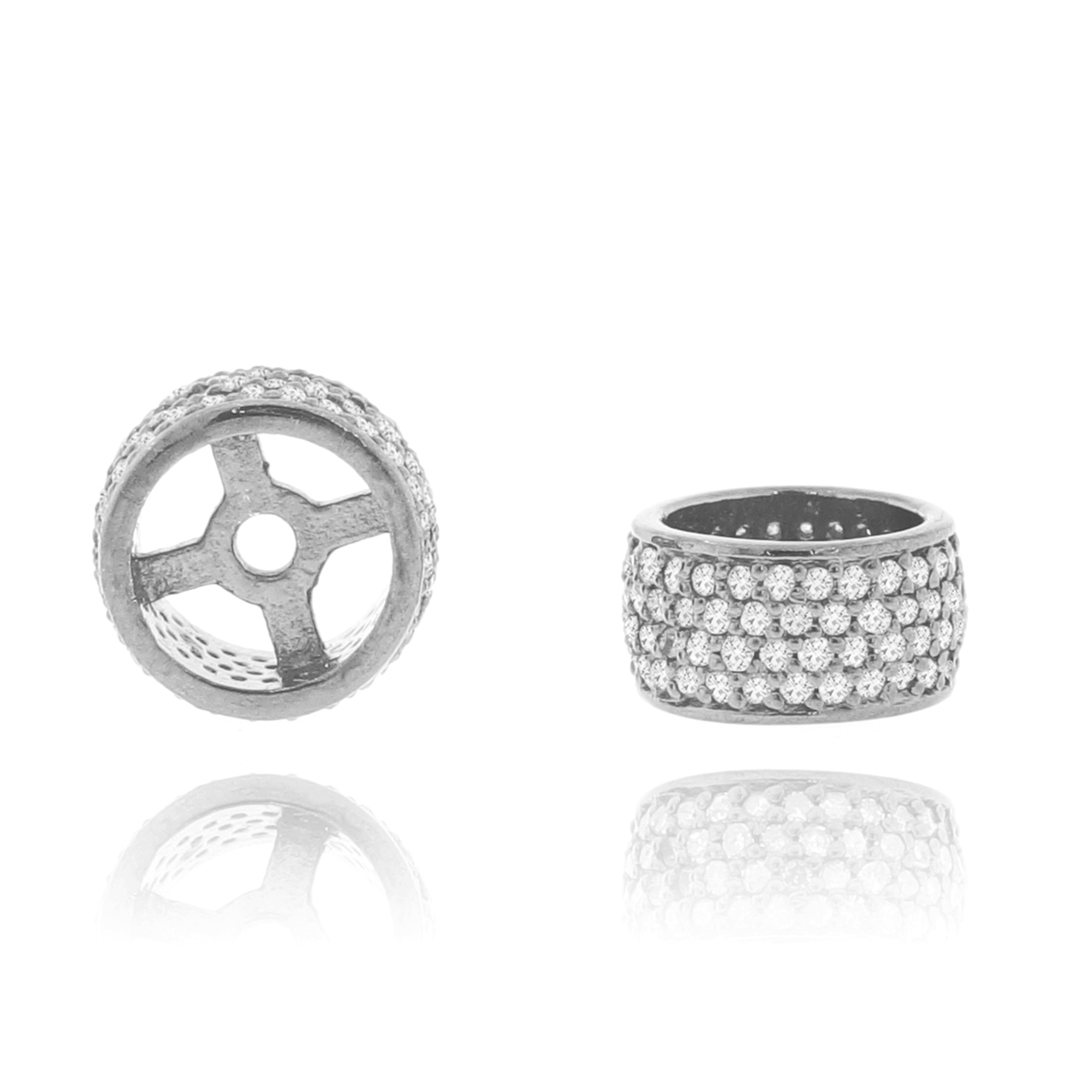 White Gold Pave Diamond Rondelle