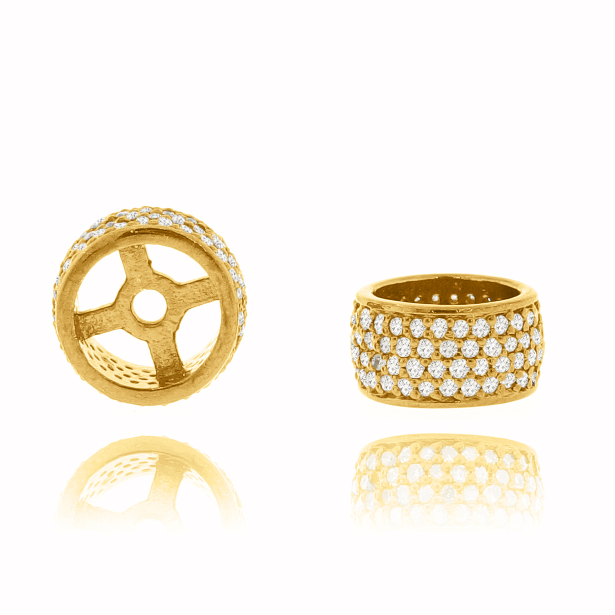 Yellow Gold Pave Diamond Rondelle
