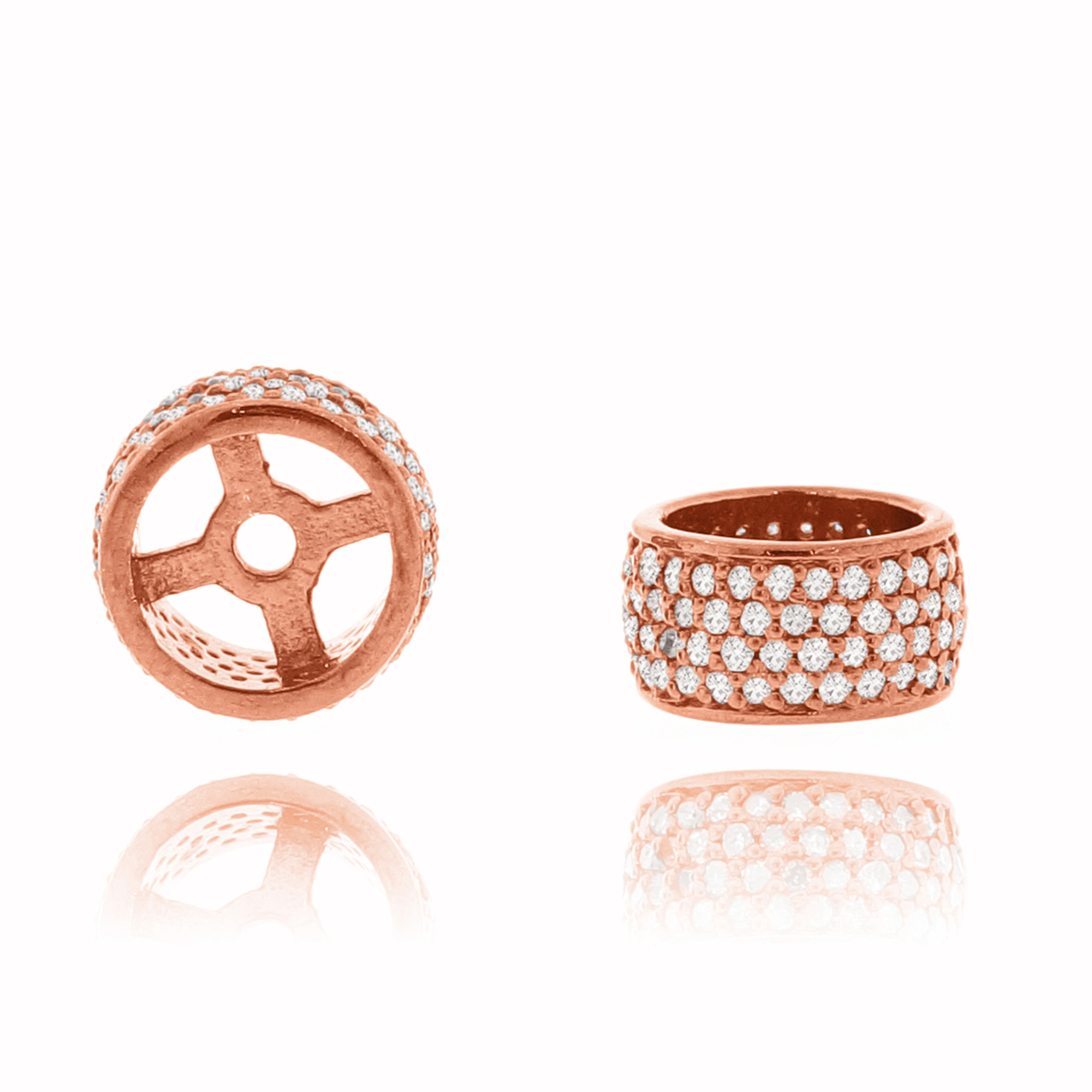 Rose Gold Pave Diamond Rondelle