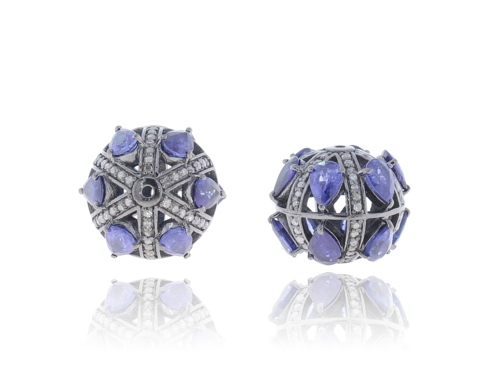 Sterling Silver 17 X 15MM Sapphire Diamond Beads