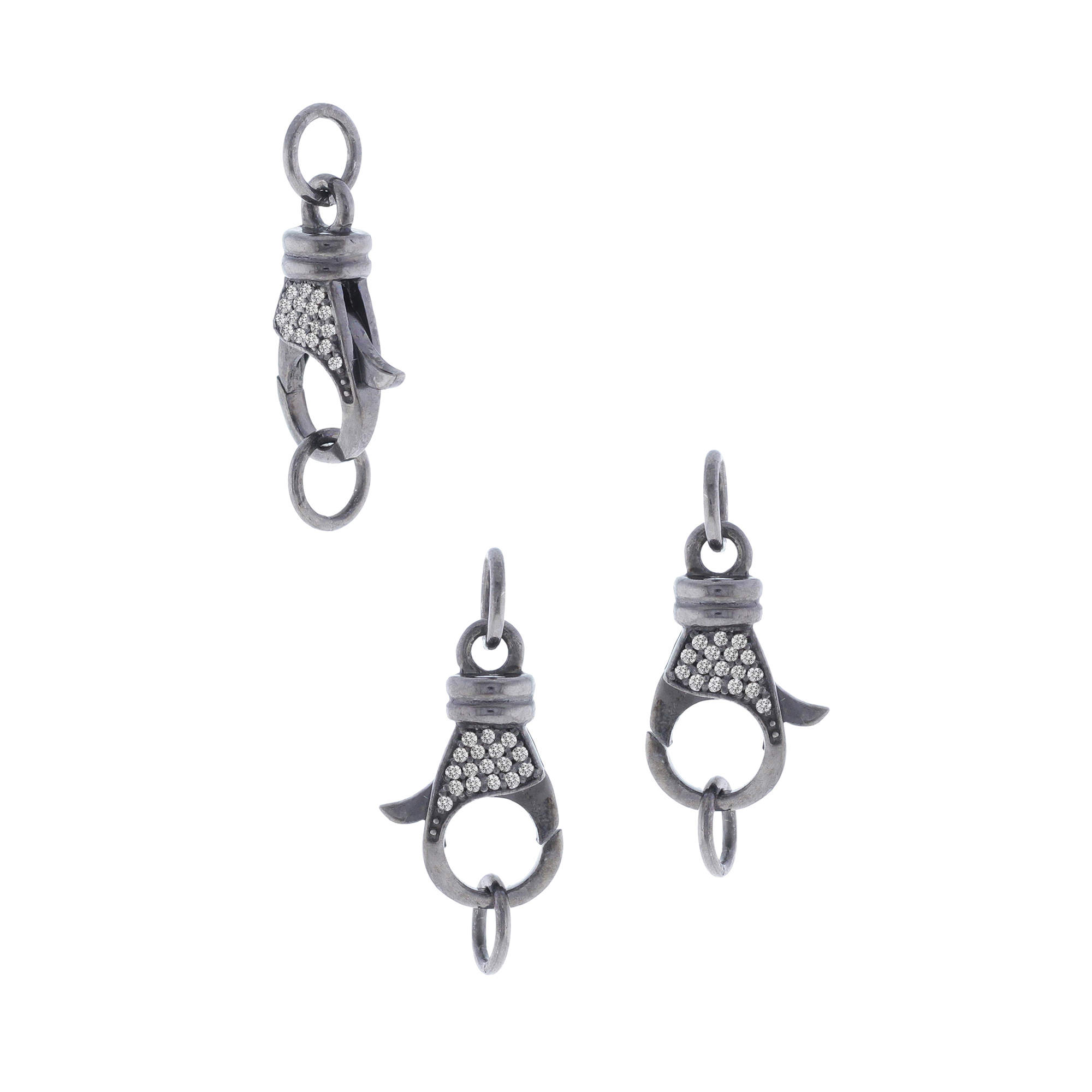 Sterling Silver Pave Diamond Spring Lock