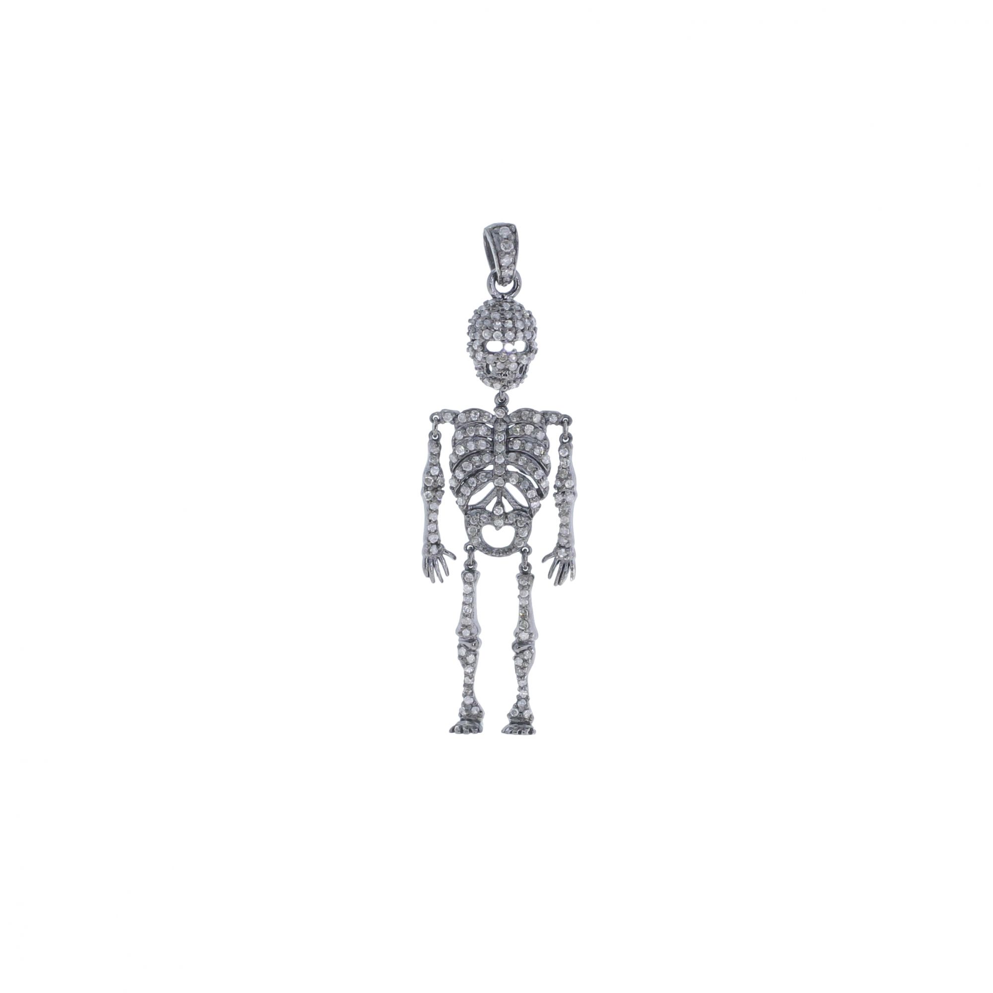 Sterling Silver Skeleton Diamond Pendant