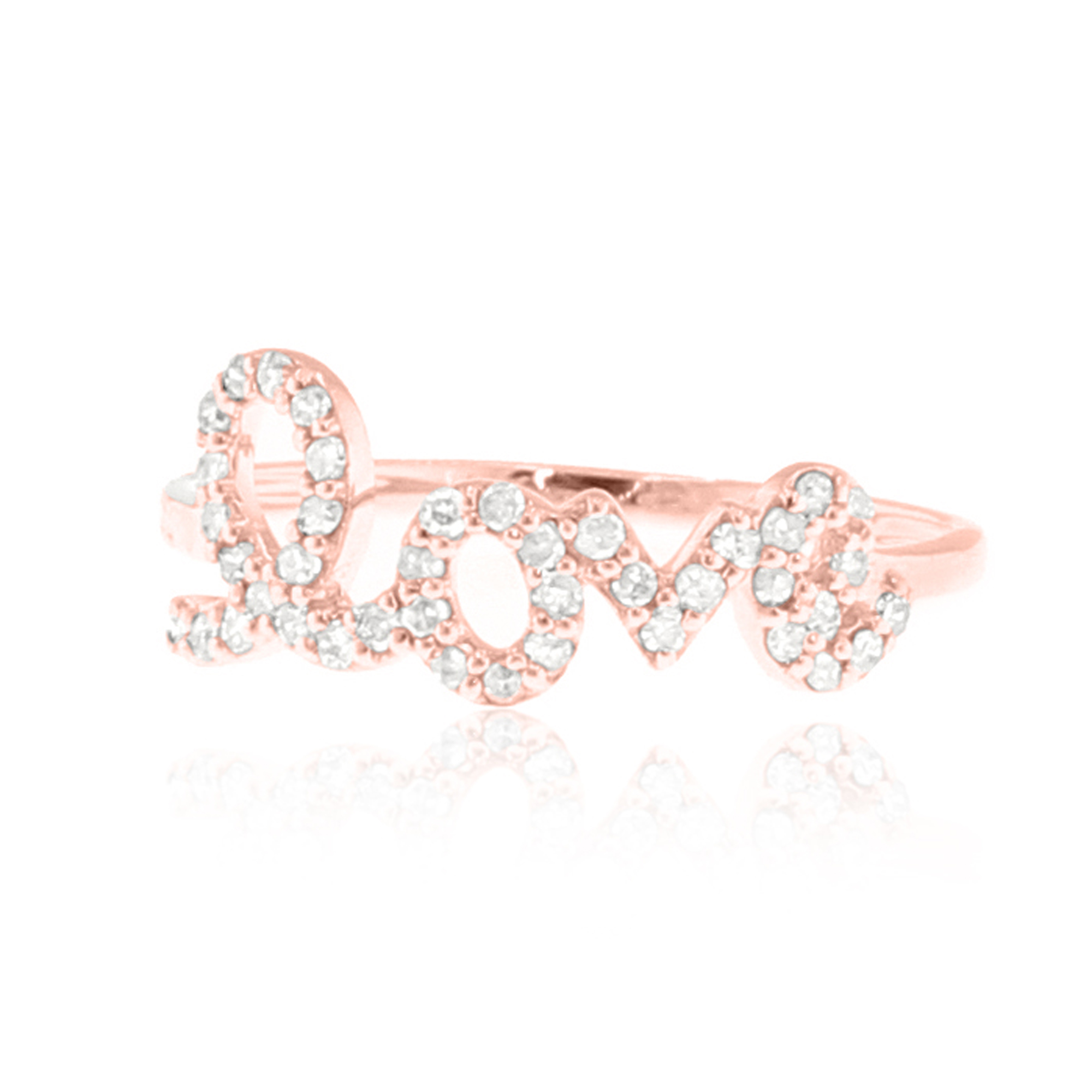 Sterling Silver Love Diamond Ring