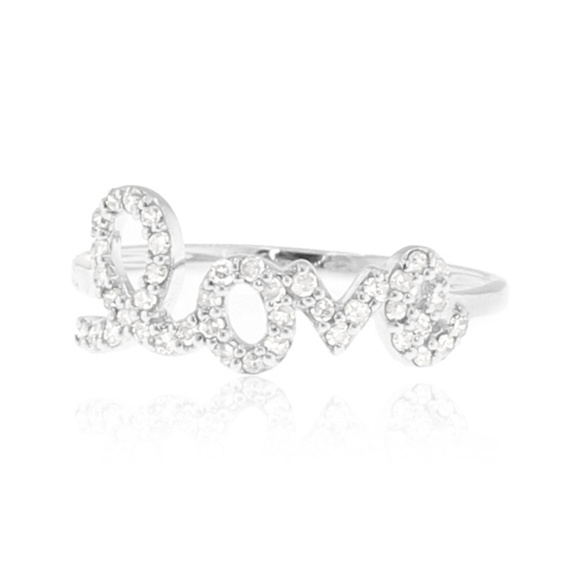 Sterling Silver Love Diamond Ring