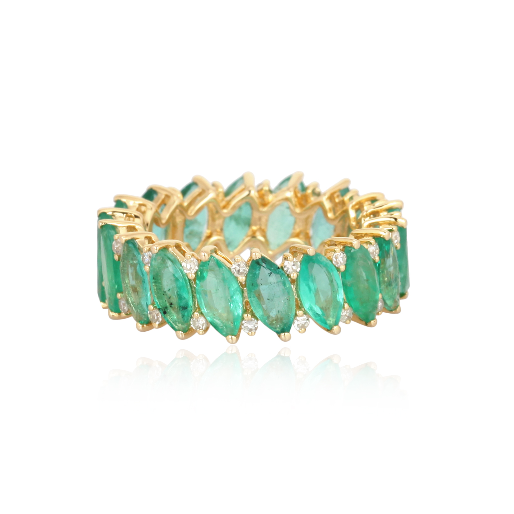 Yellow Gold Emerald Diamond Colorstone Ring