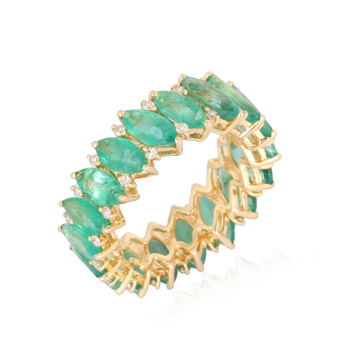 Yellow Gold Emerald Diamond Colorstone Ring