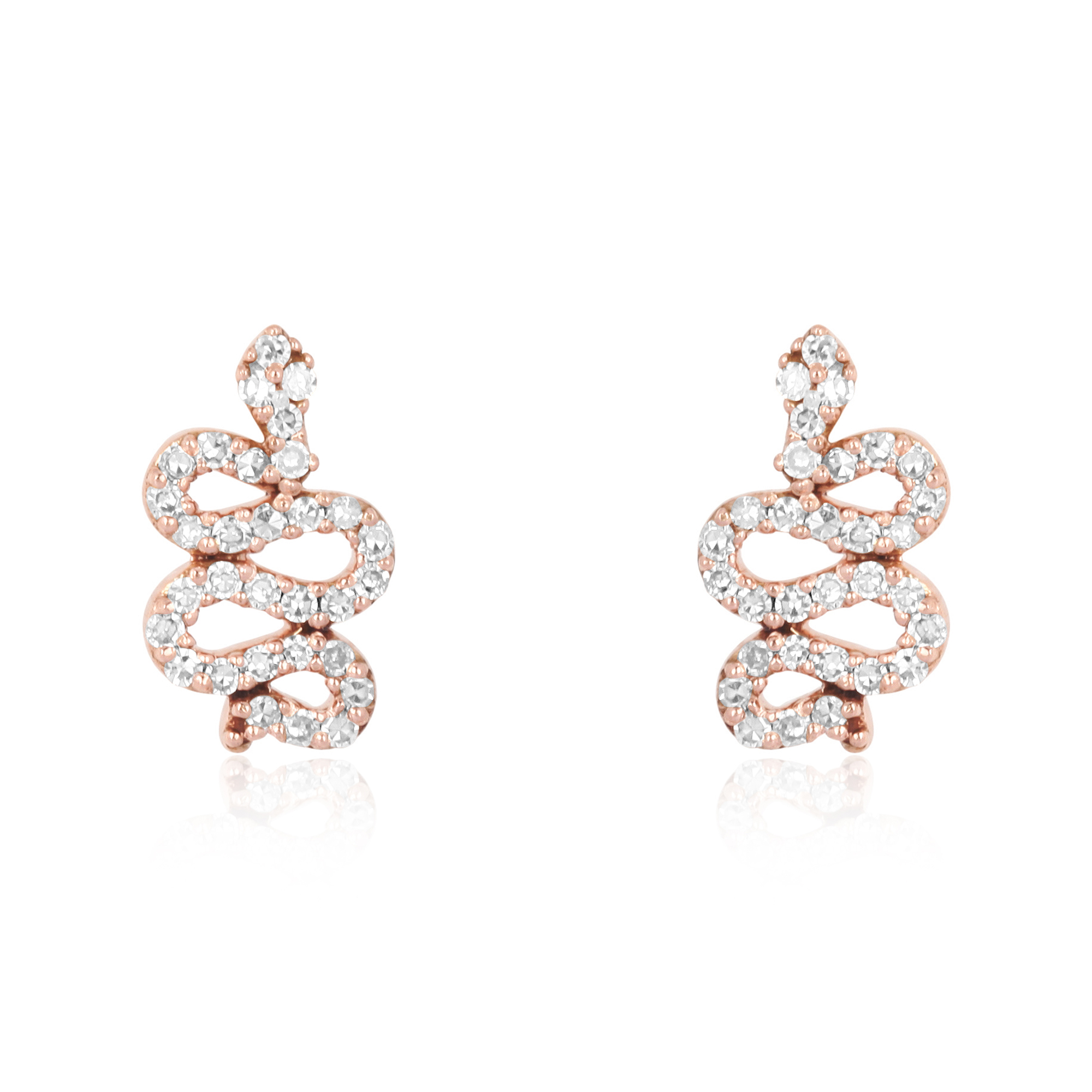 Sterling Silver Diamond Snake Studs