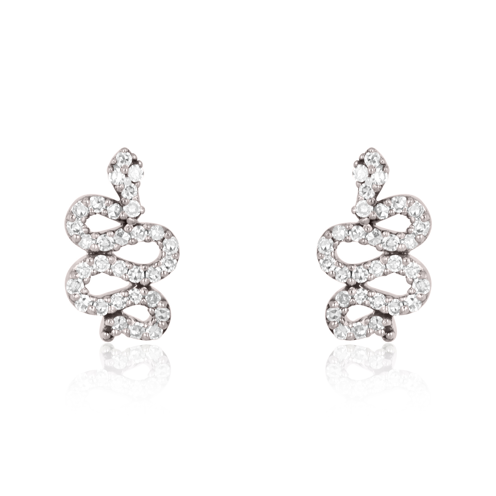 Sterling Silver Diamond Snake Studs