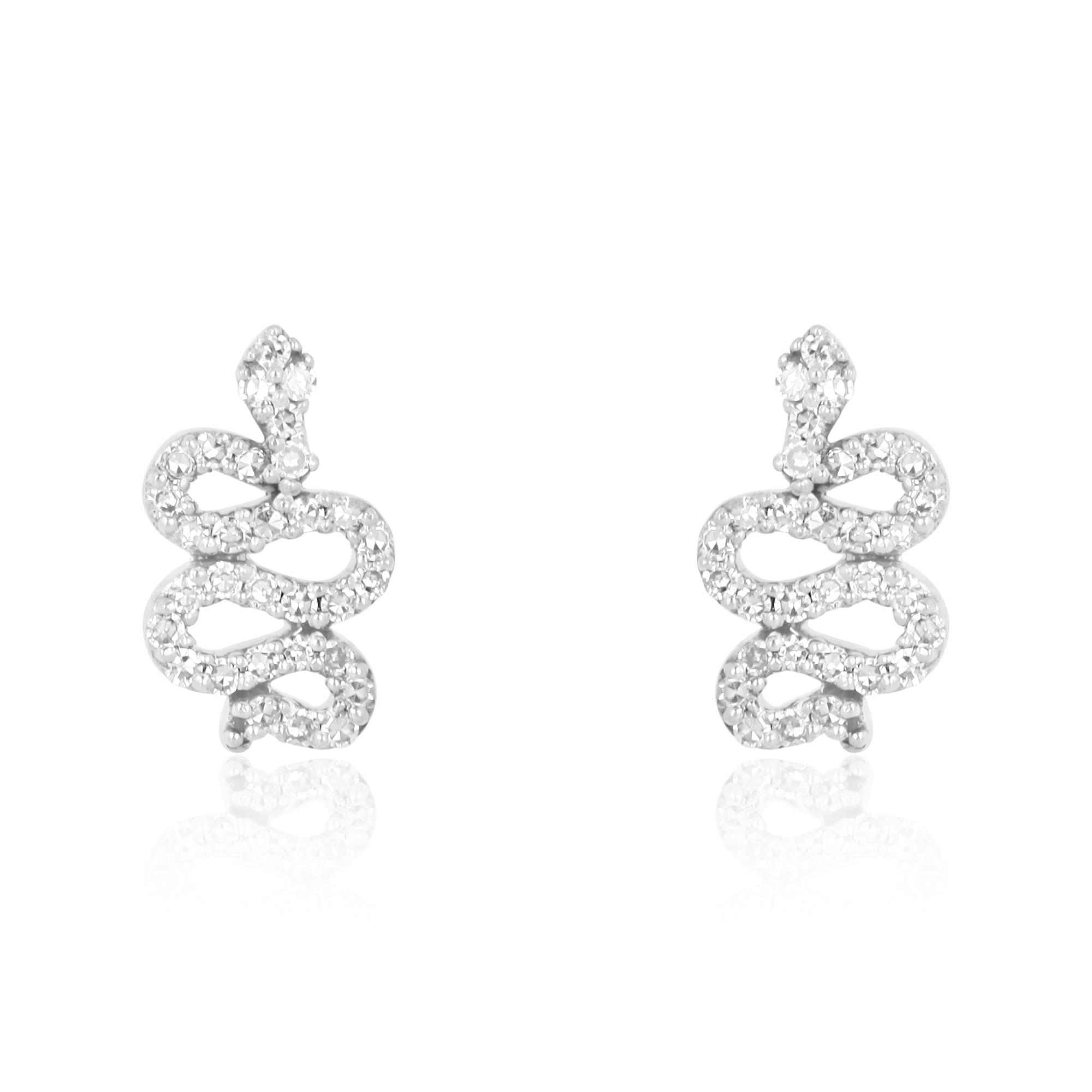 Sterling Silver Diamond Snake Studs