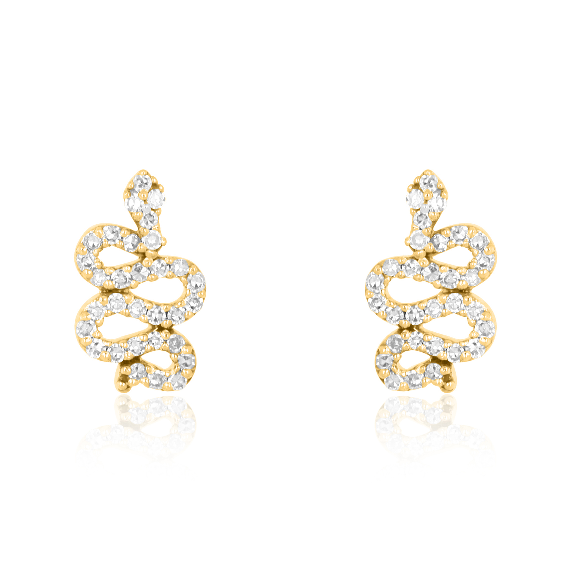 Sterling Silver Diamond Snake Studs