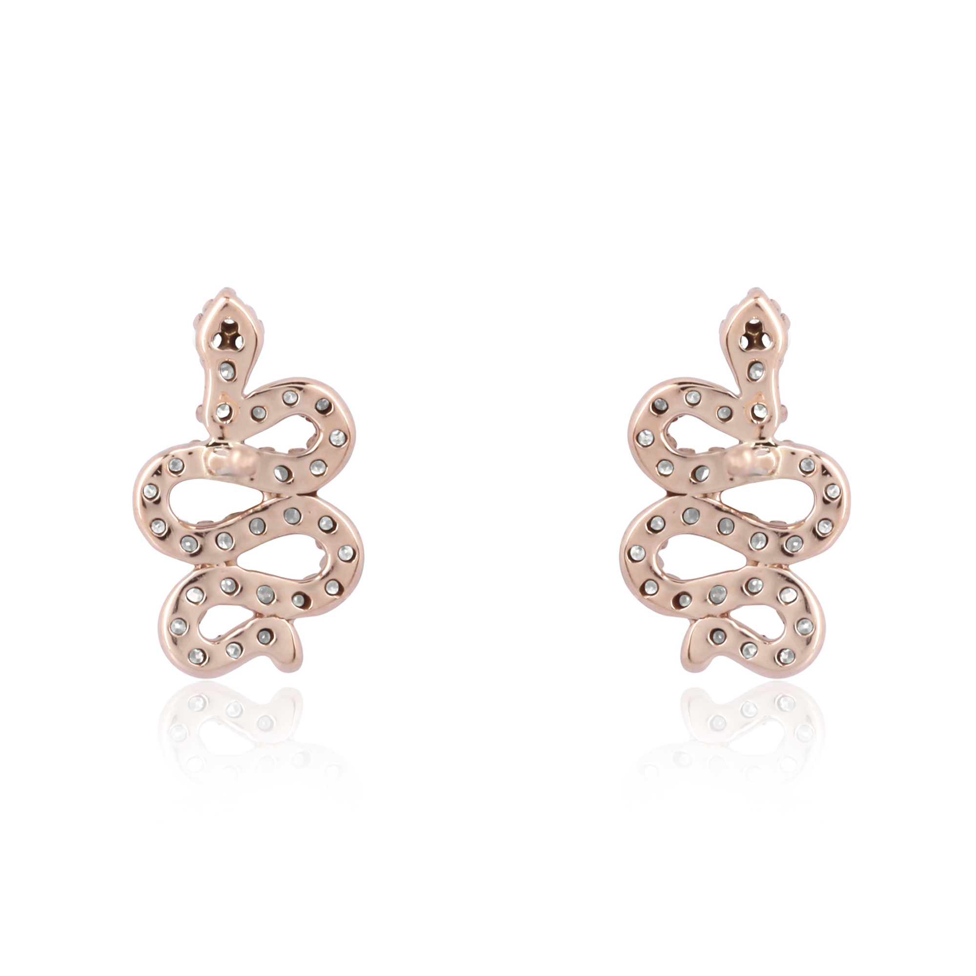 Sterling Silver Diamond Snake Studs