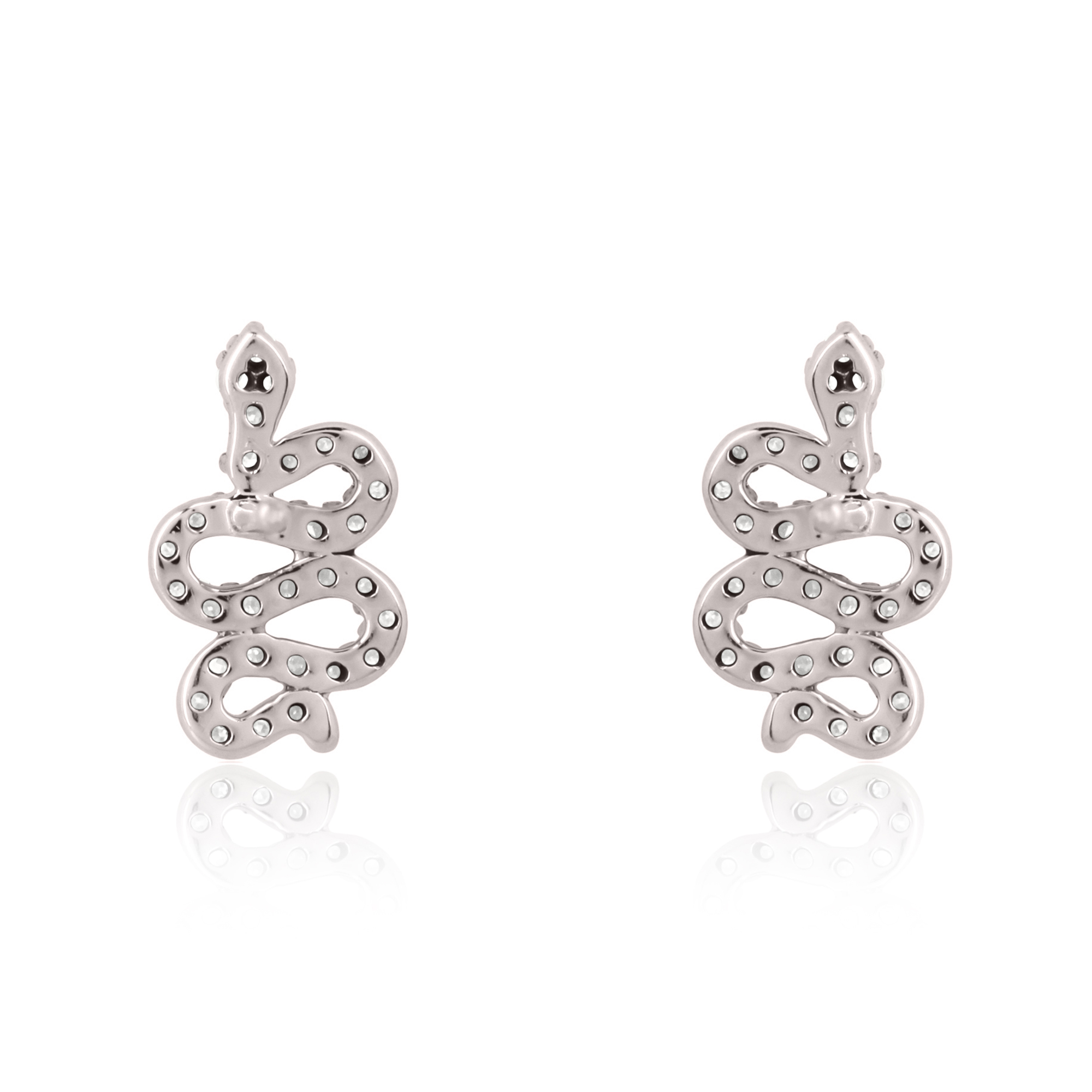 Sterling Silver Diamond Snake Studs