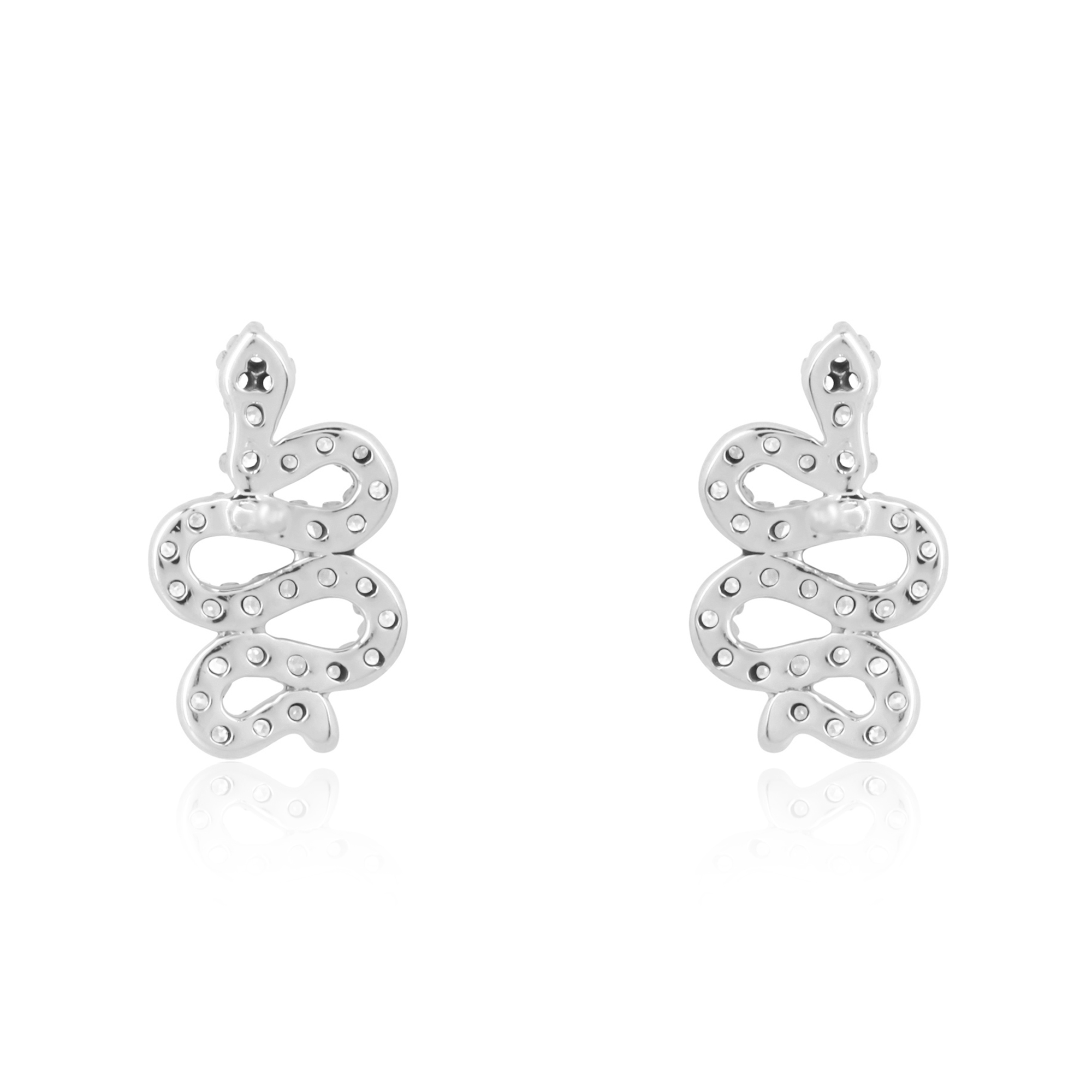 Sterling Silver Diamond Snake Studs
