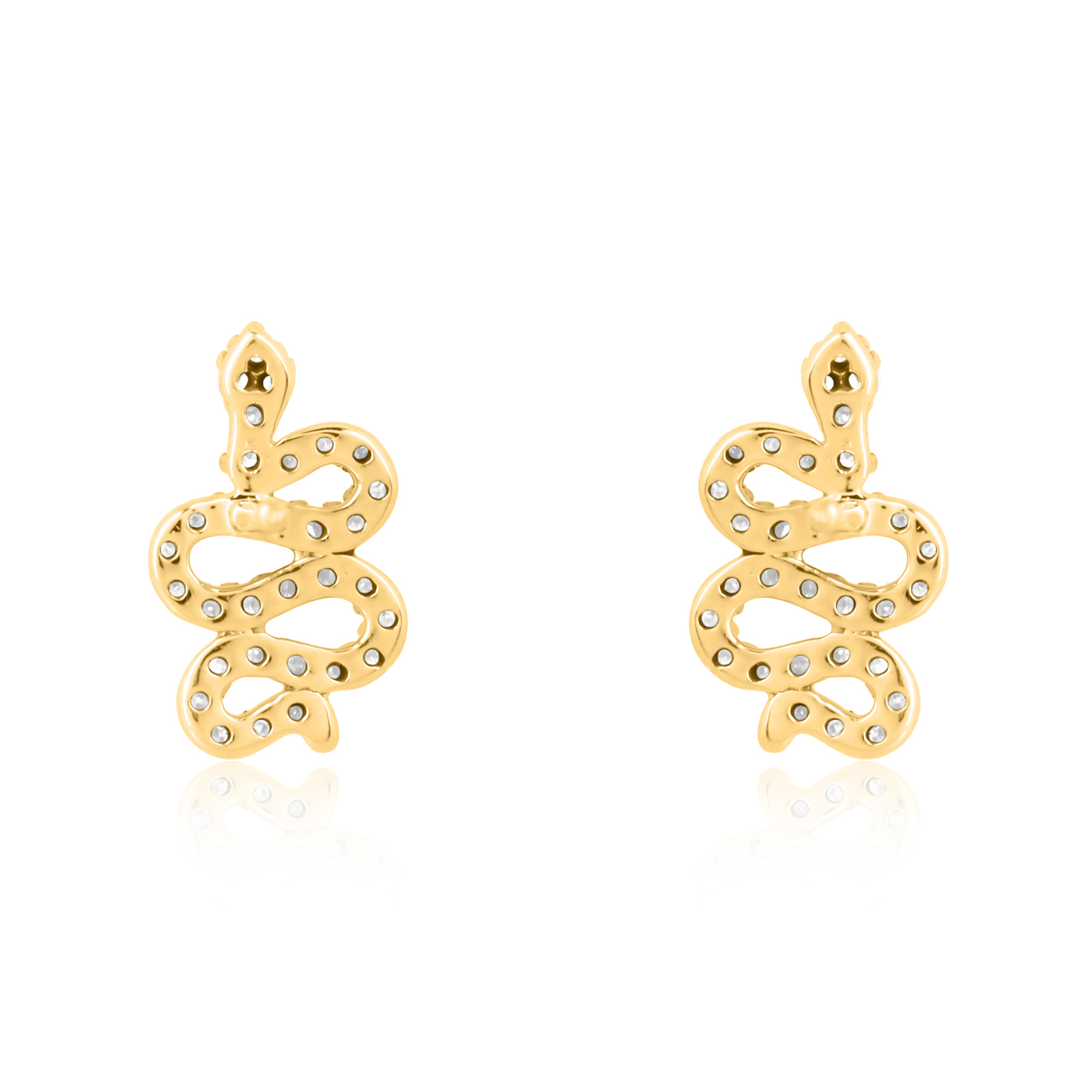 Yellow Gold Diamond Snake Studs