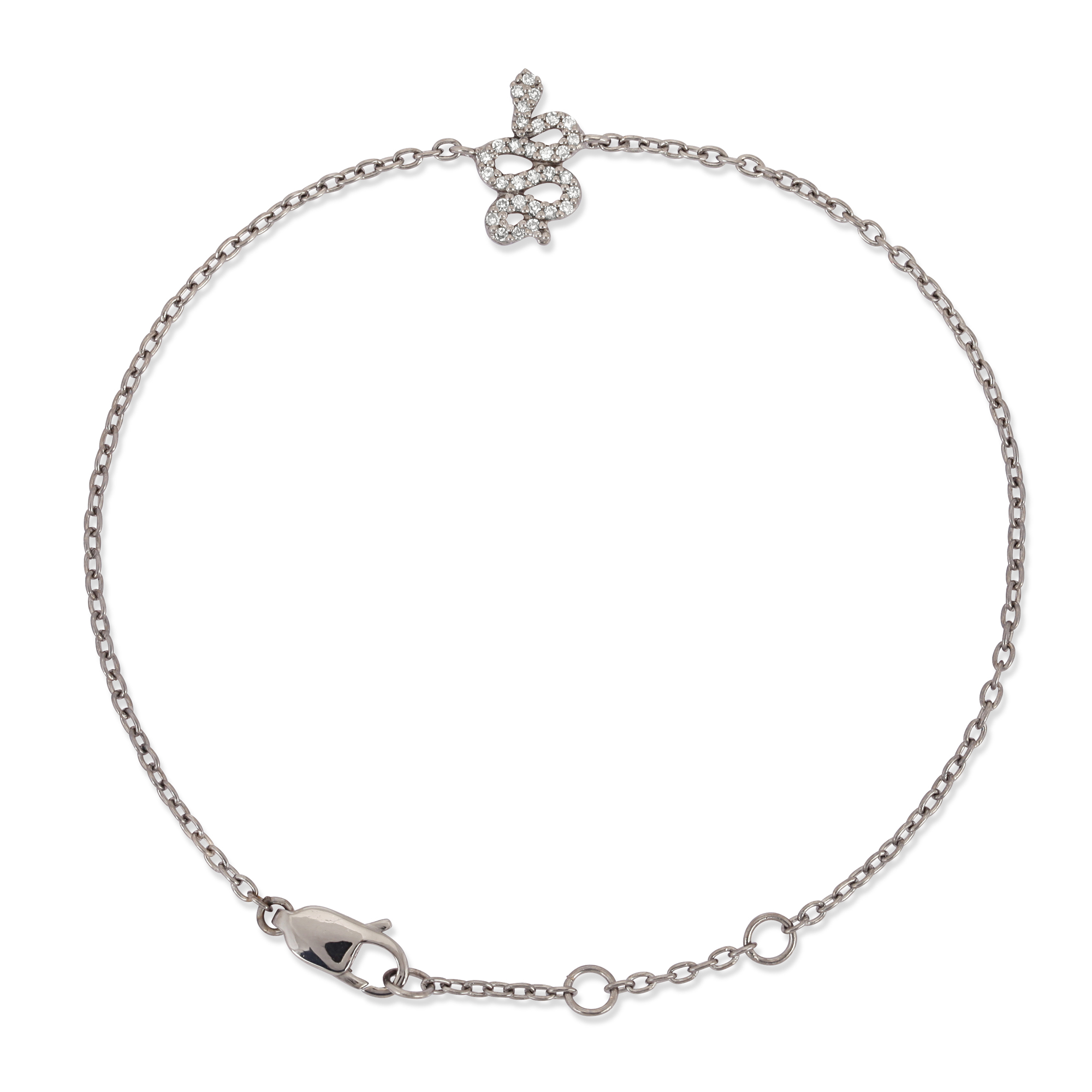Sterling Silver Diamond Snake Bracelet