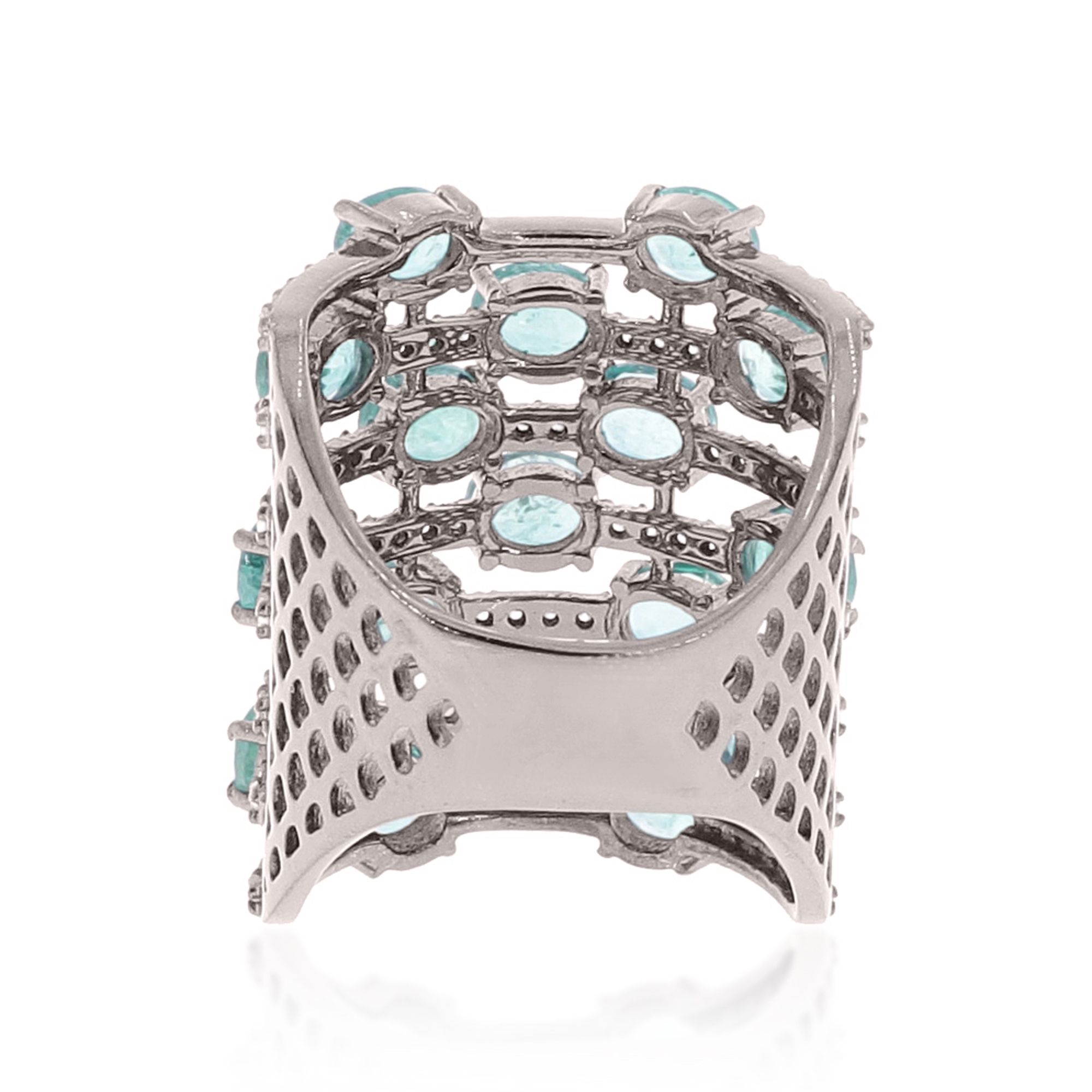 Sterling Silver Emerald Multi Band Diamond Ring