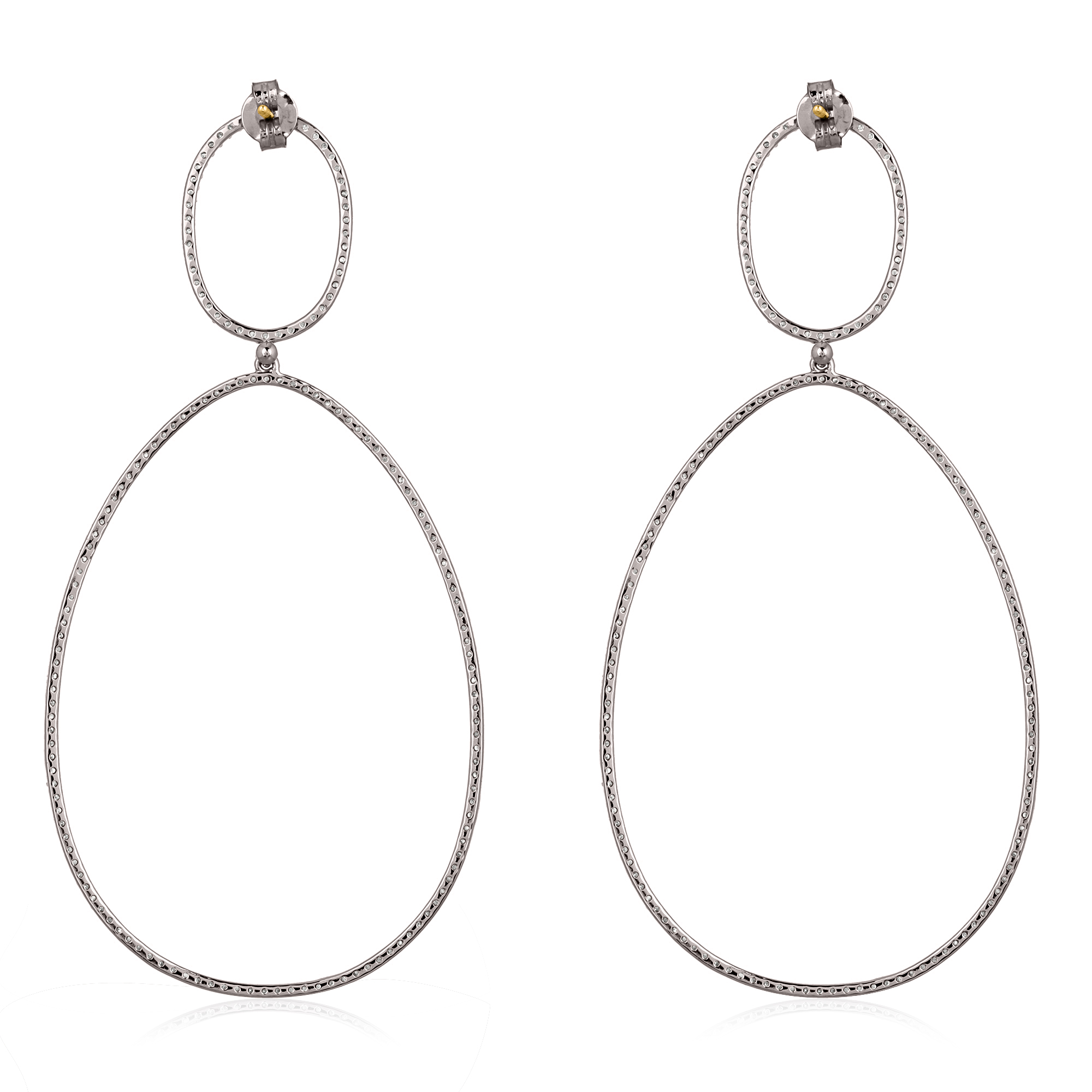 Sterling Silver Single Line Oval Shape Dangle Earrings