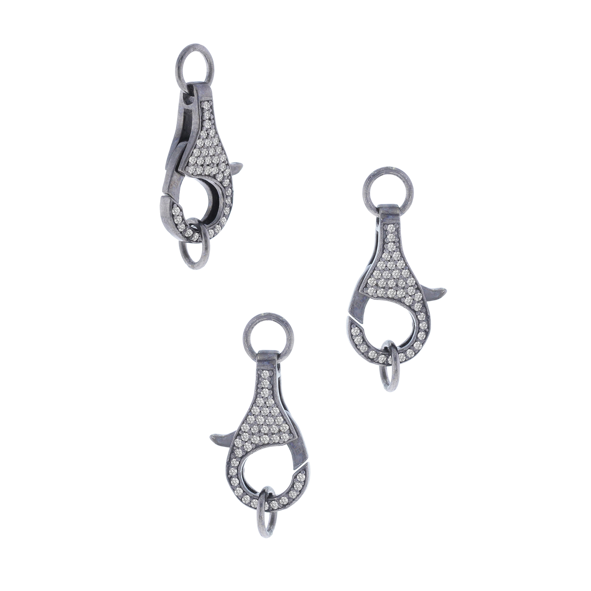 Sterling Silver Pave Diamond Spring Lock
