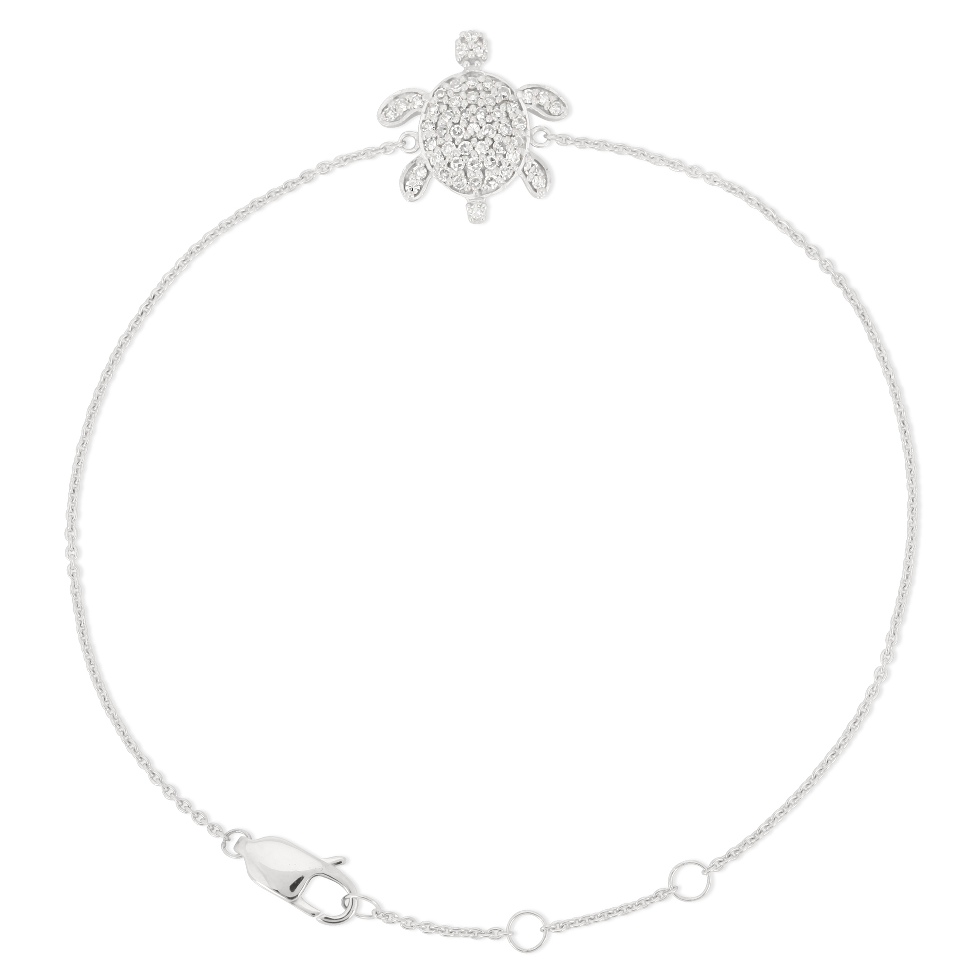 Sterling Silver Turtle Diamond Bracelet