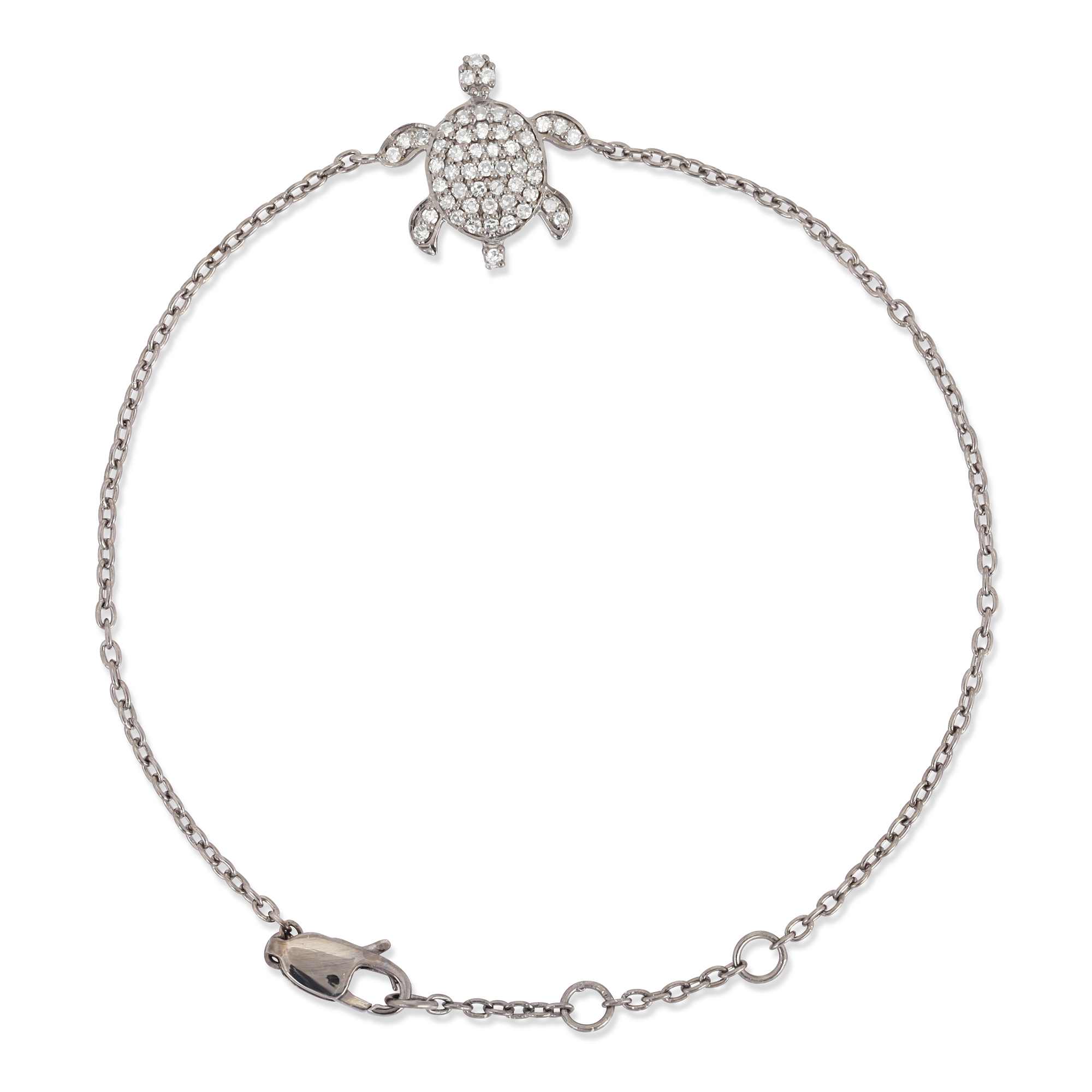 Sterling Silver Turtle Diamond Bracelet