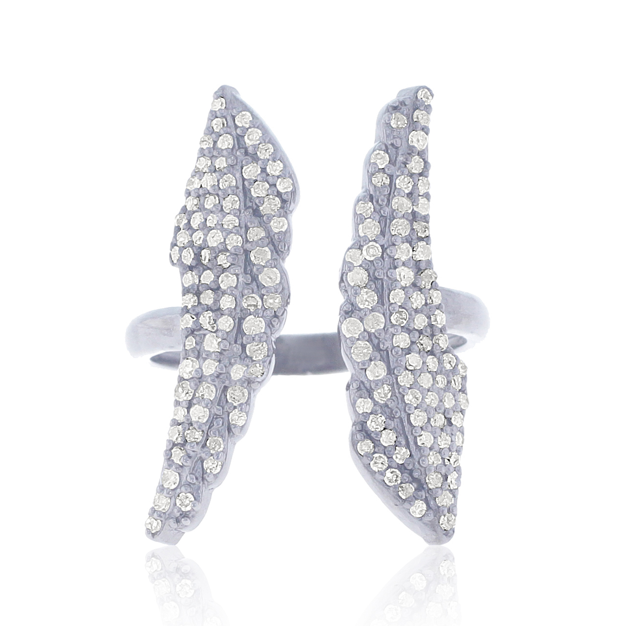 Sterling Silver Diamond Feather Gap Ring