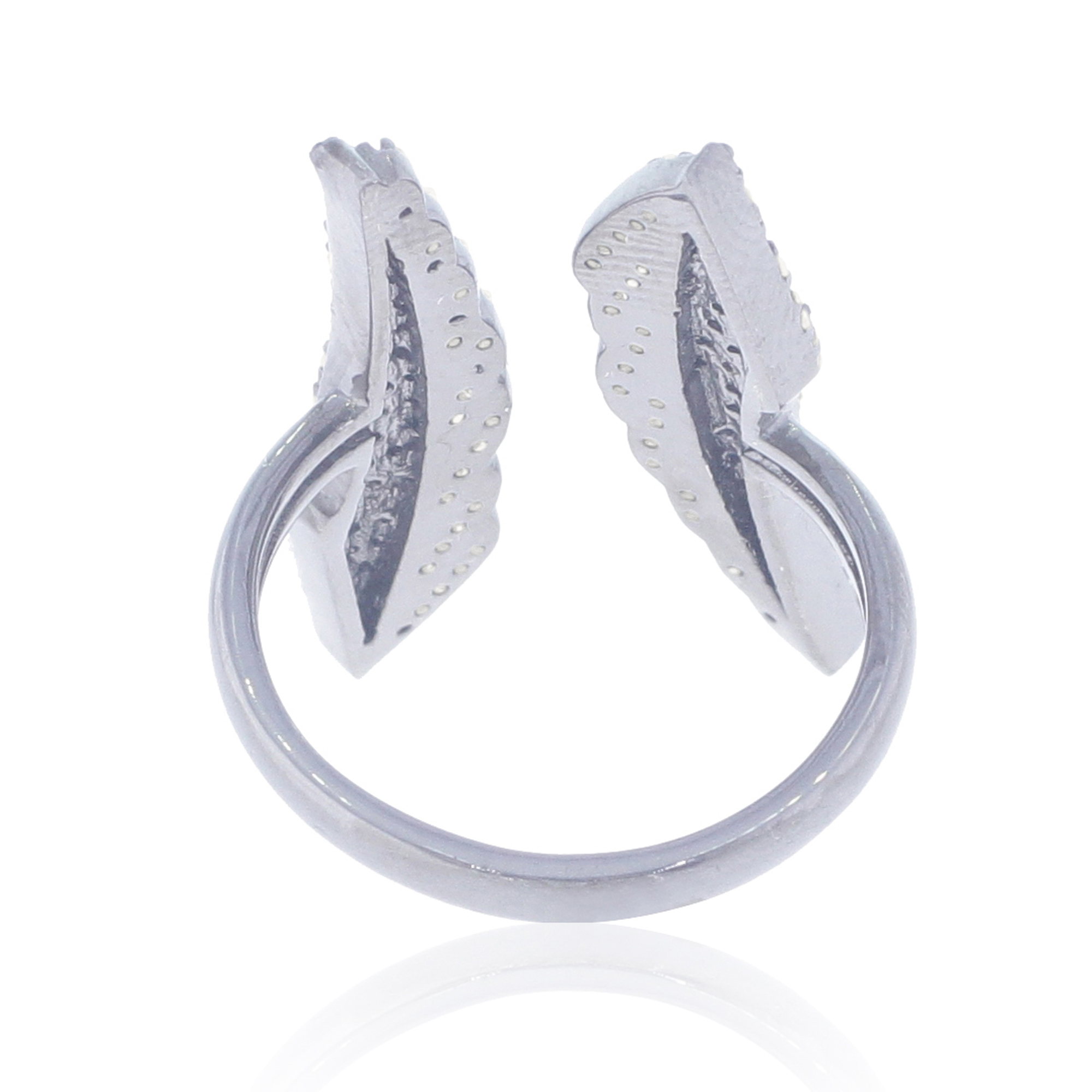 Sterling Silver Diamond Feather Gap Ring