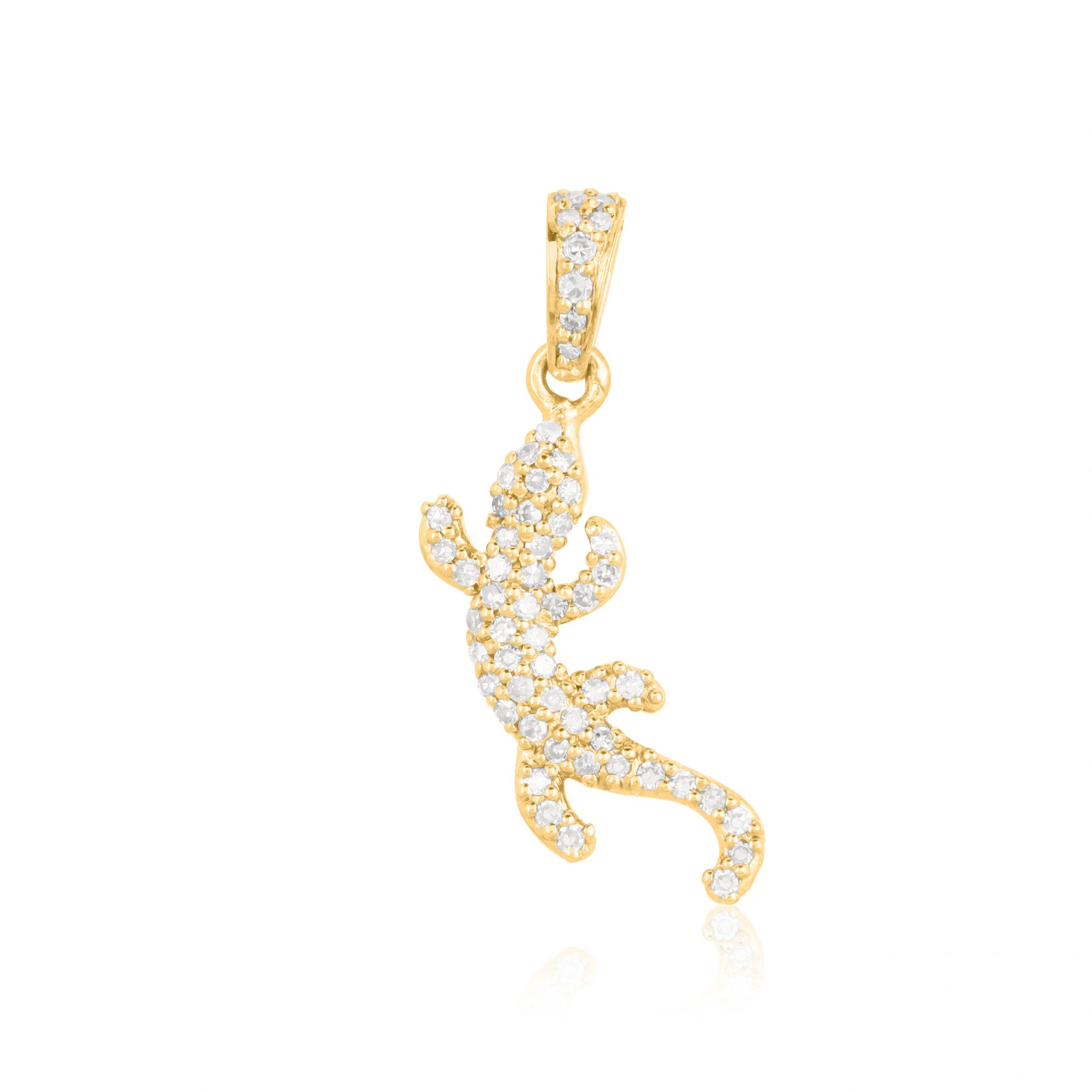 Sterling Silver Diamond Lizard Pendant