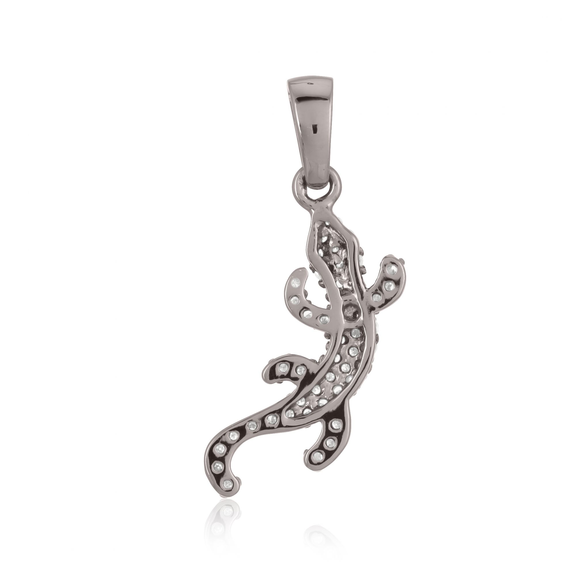 Sterling Silver Diamond Lizard Pendant