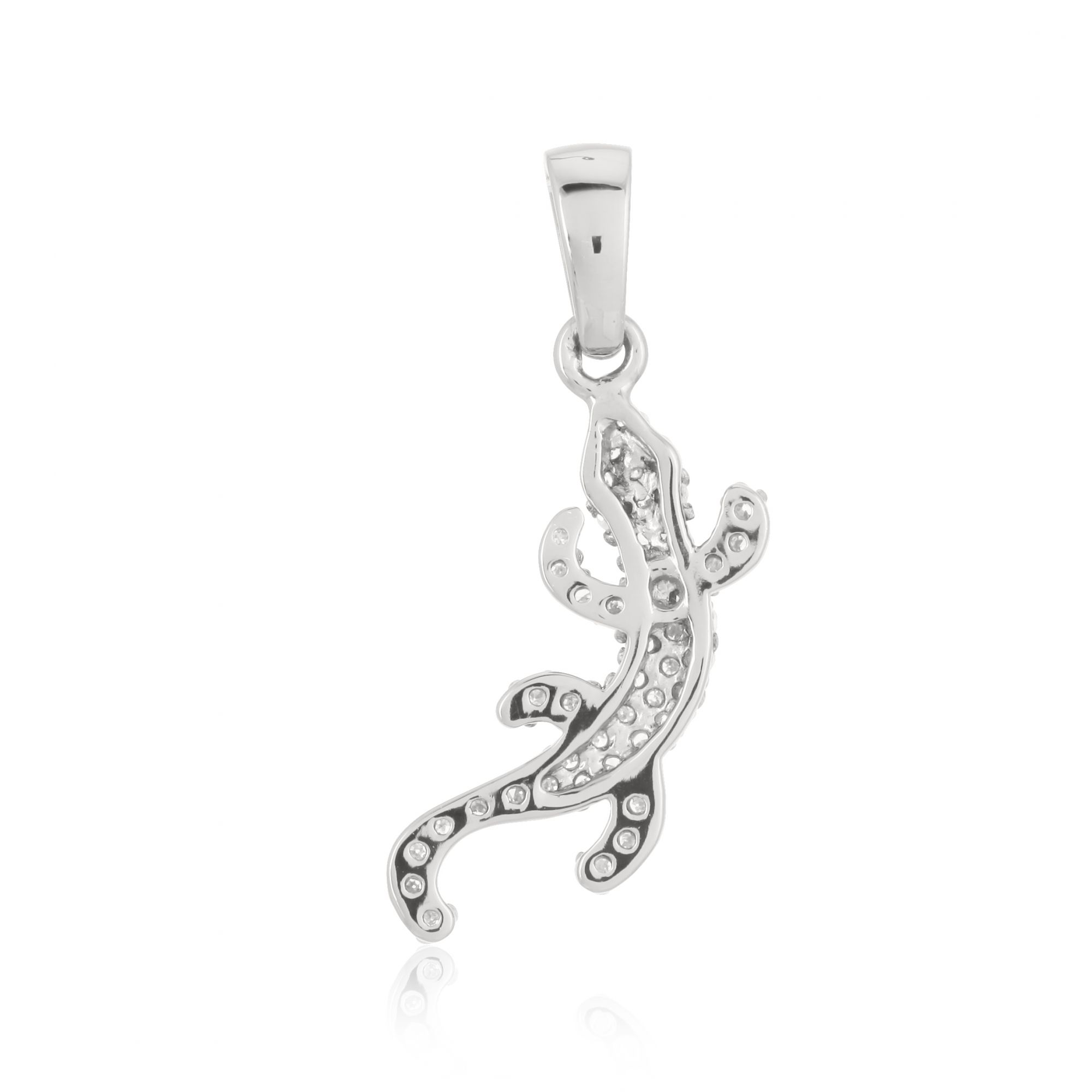 Sterling Silver Diamond Lizard Pendant