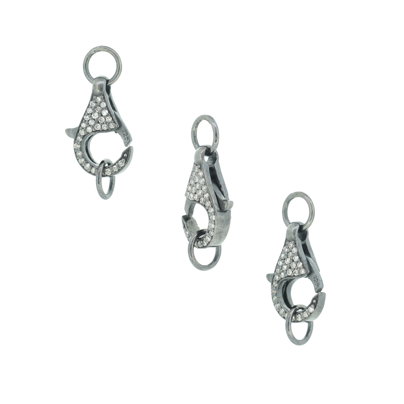 Sterling Silver Pave Diamond Spring Lock