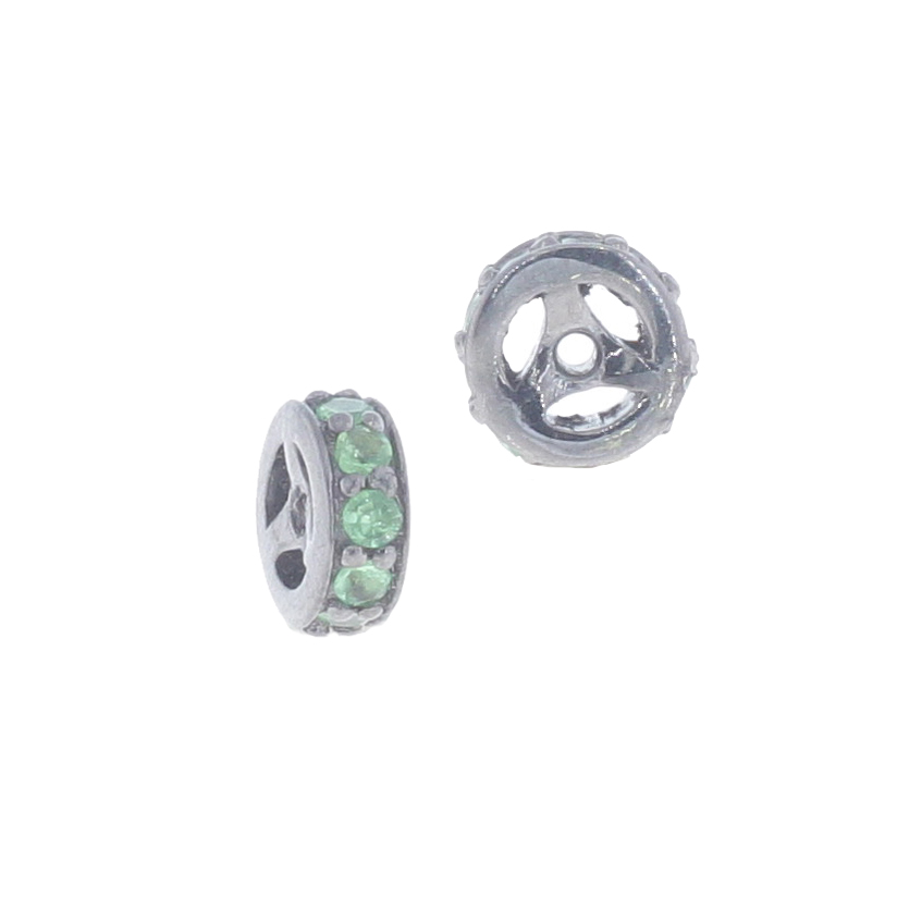 Sterling Silver 6MM Tsavorite Rondelle