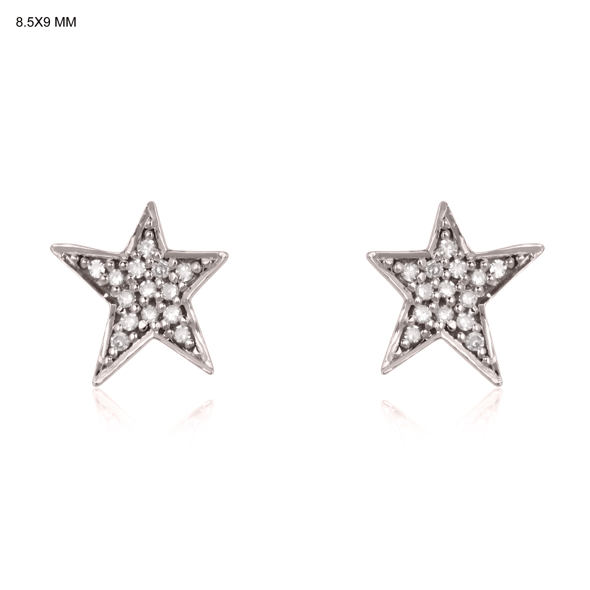 Sterling Silver Diamond Star Earrings