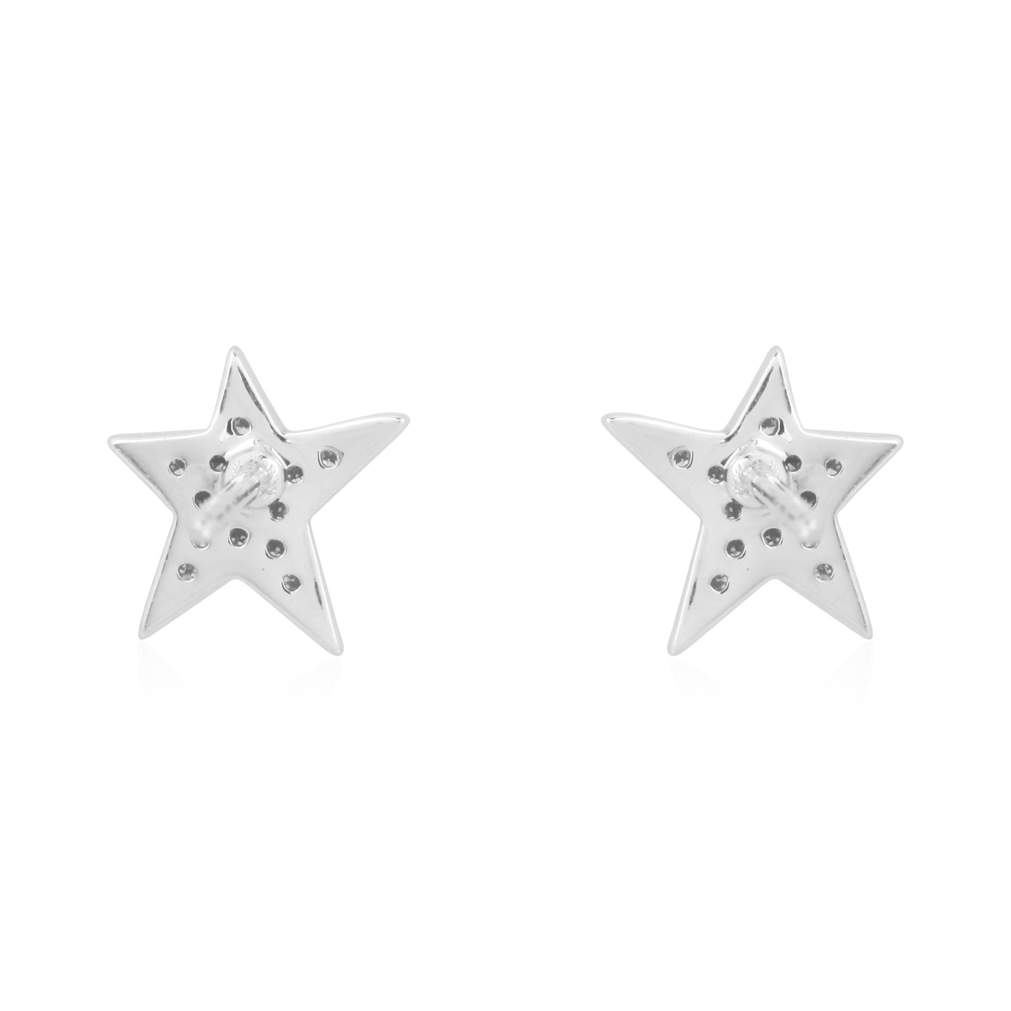 Sterling Silver Diamond Star Earrings
