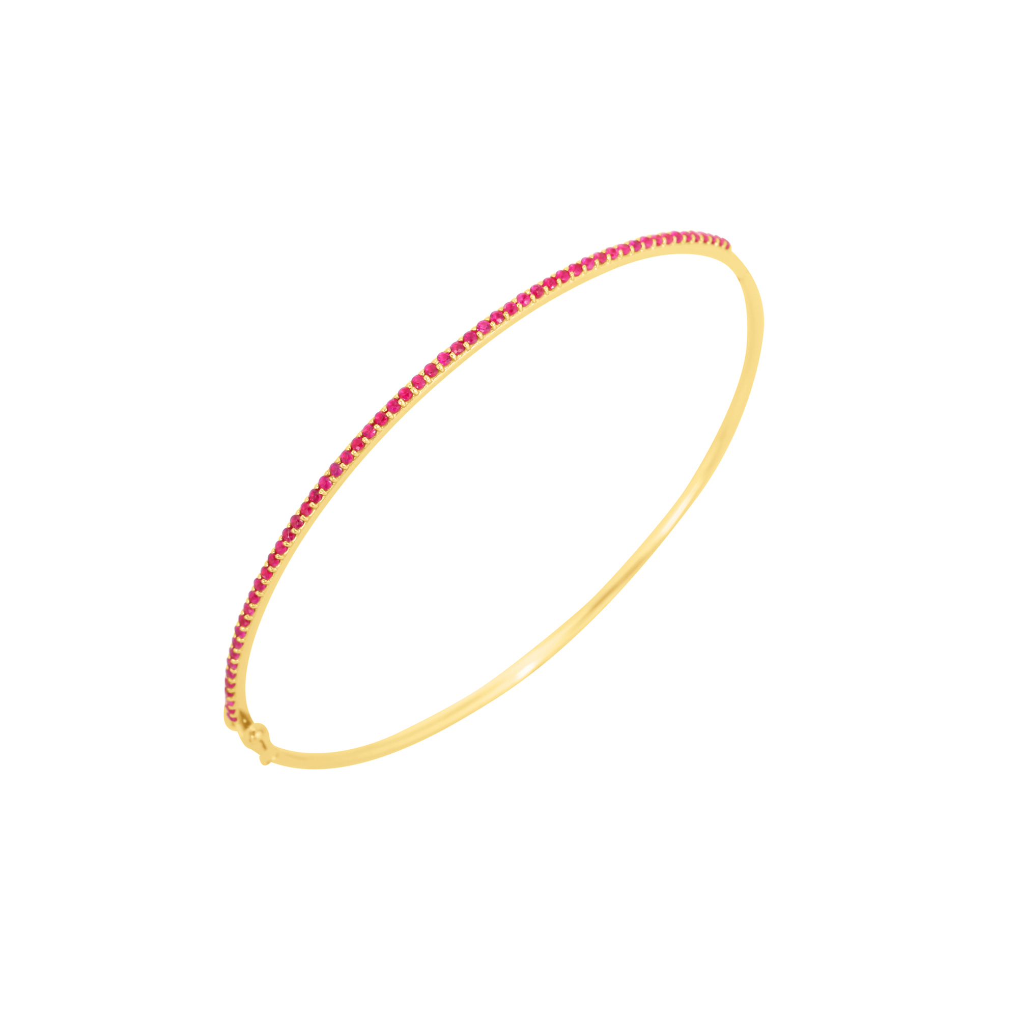 Ruby single line Yellow Gold Openable Bangle
