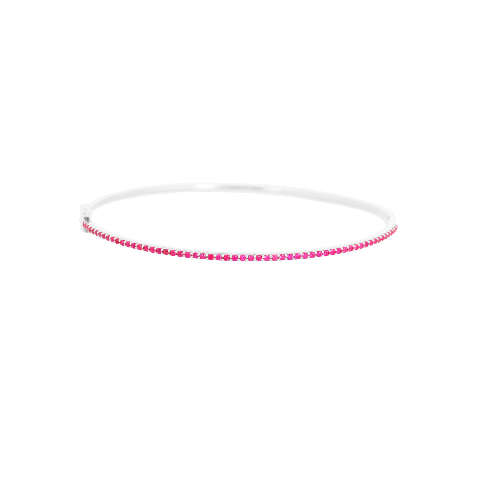 Ruby single line white Gold Openable Bangle