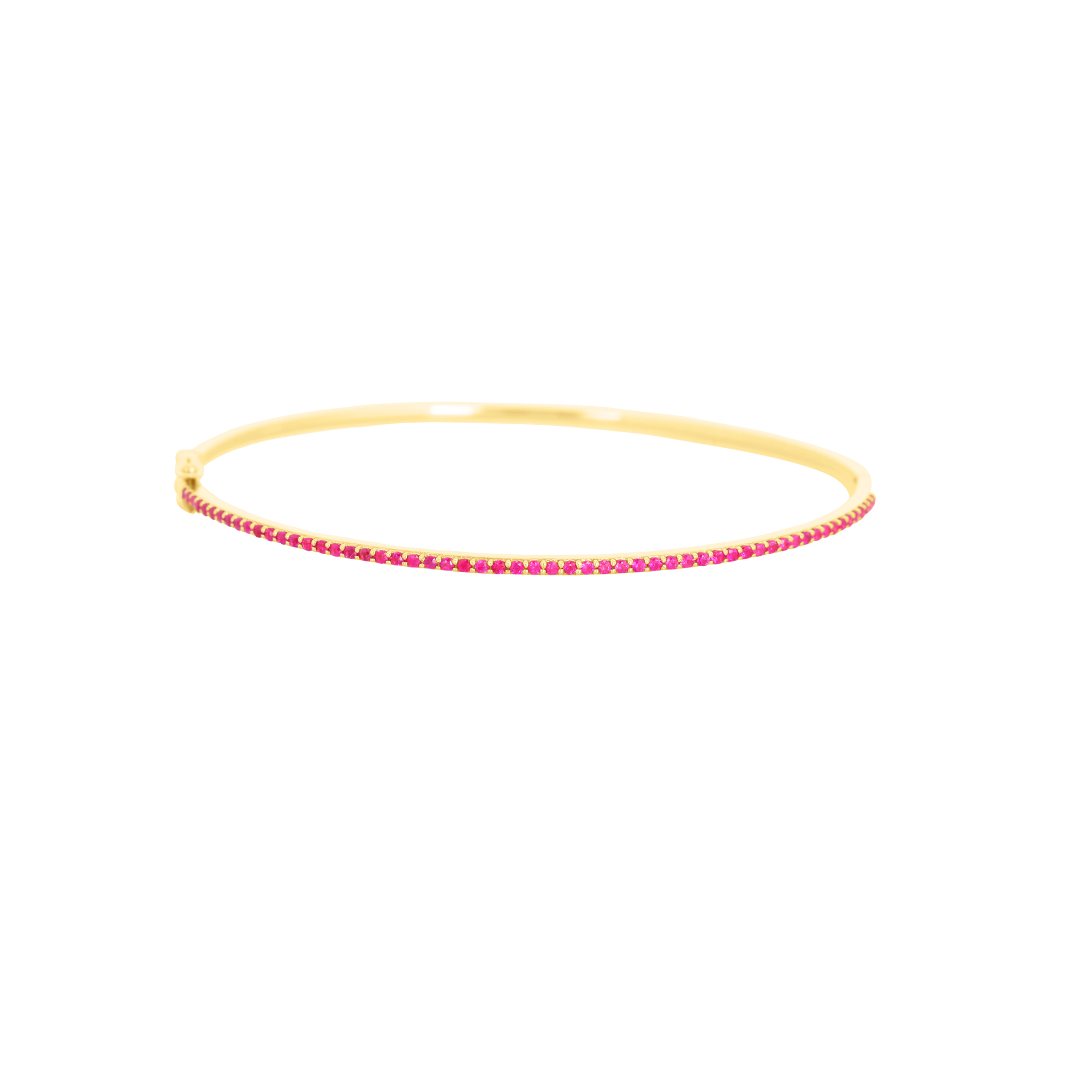 Ruby single line Yellow Gold Openable Bangle