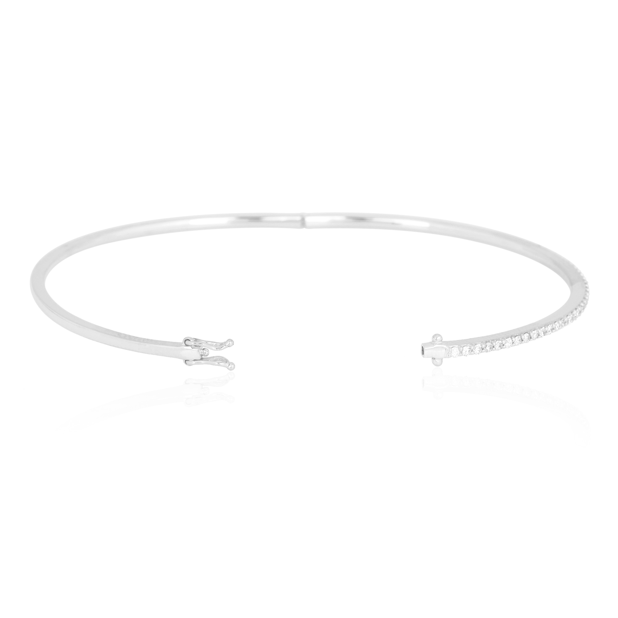 Single line Diamond white Gold Openable Bangle