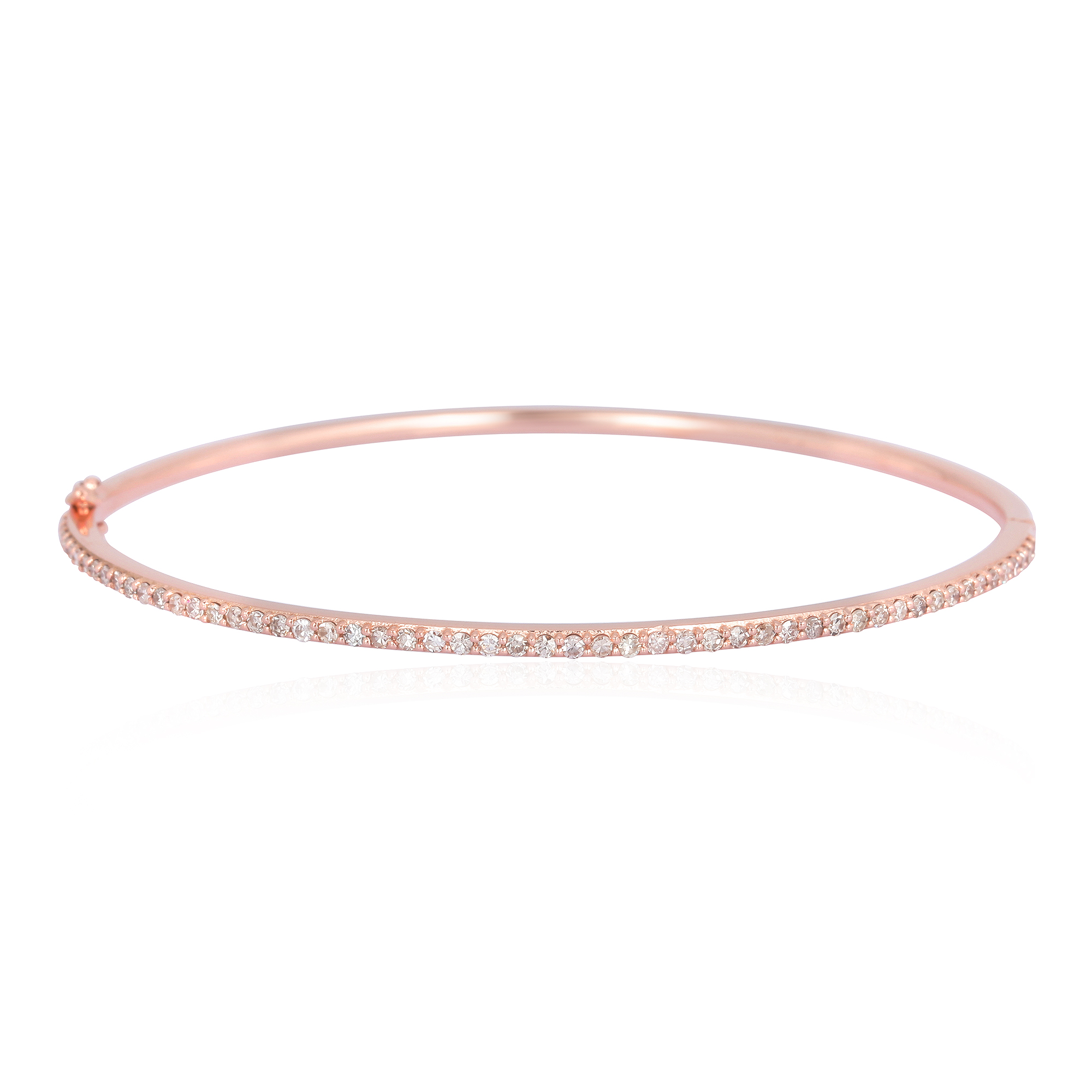 Single Line Diamond Sterling Silver Openable Bangle