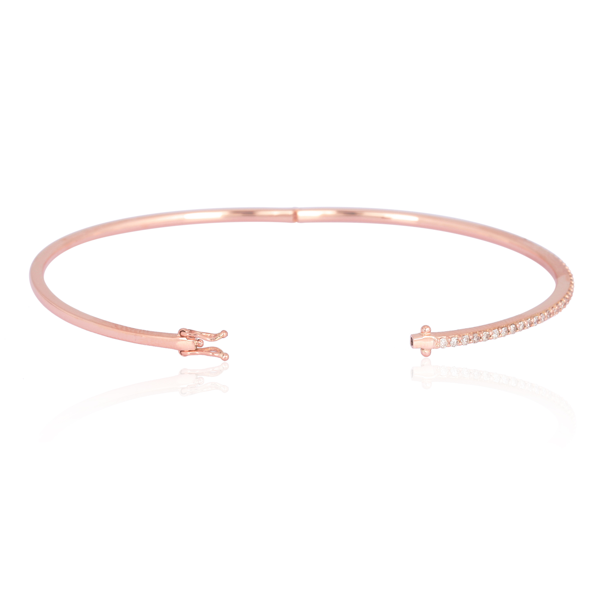 Single line Diamond Rose Gold Openable Bangle