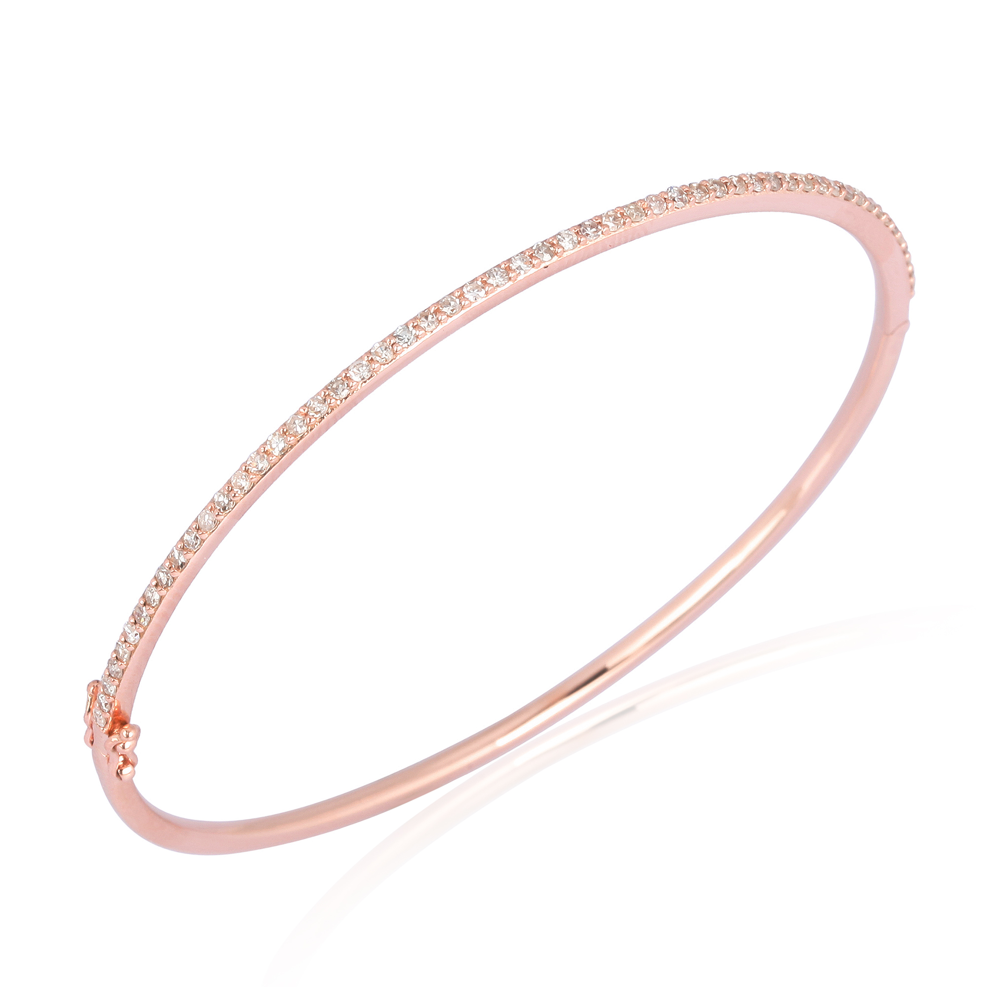 Single line Diamond Rose Gold Openable Bangle